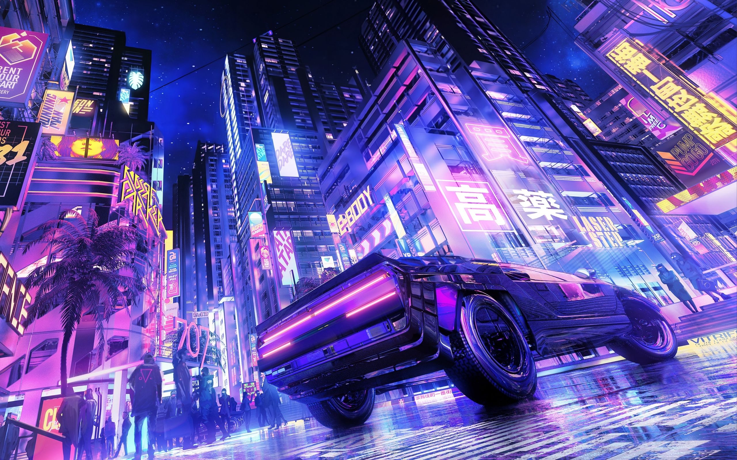 Futuristic Neon City HD Car Rider 2560x1600 Resolution Wallpaper, HD Artist 4K Wallpaper, Image, Photo and Background Den. Cyberpunk city, Cyberpunk art, City wallpaper