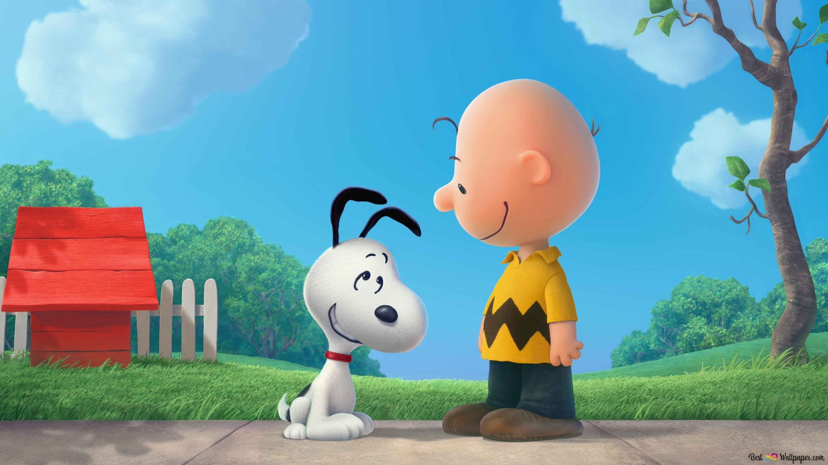 Peanuts cartoon characters Charlie Brown and his dog 4K wallpaper download