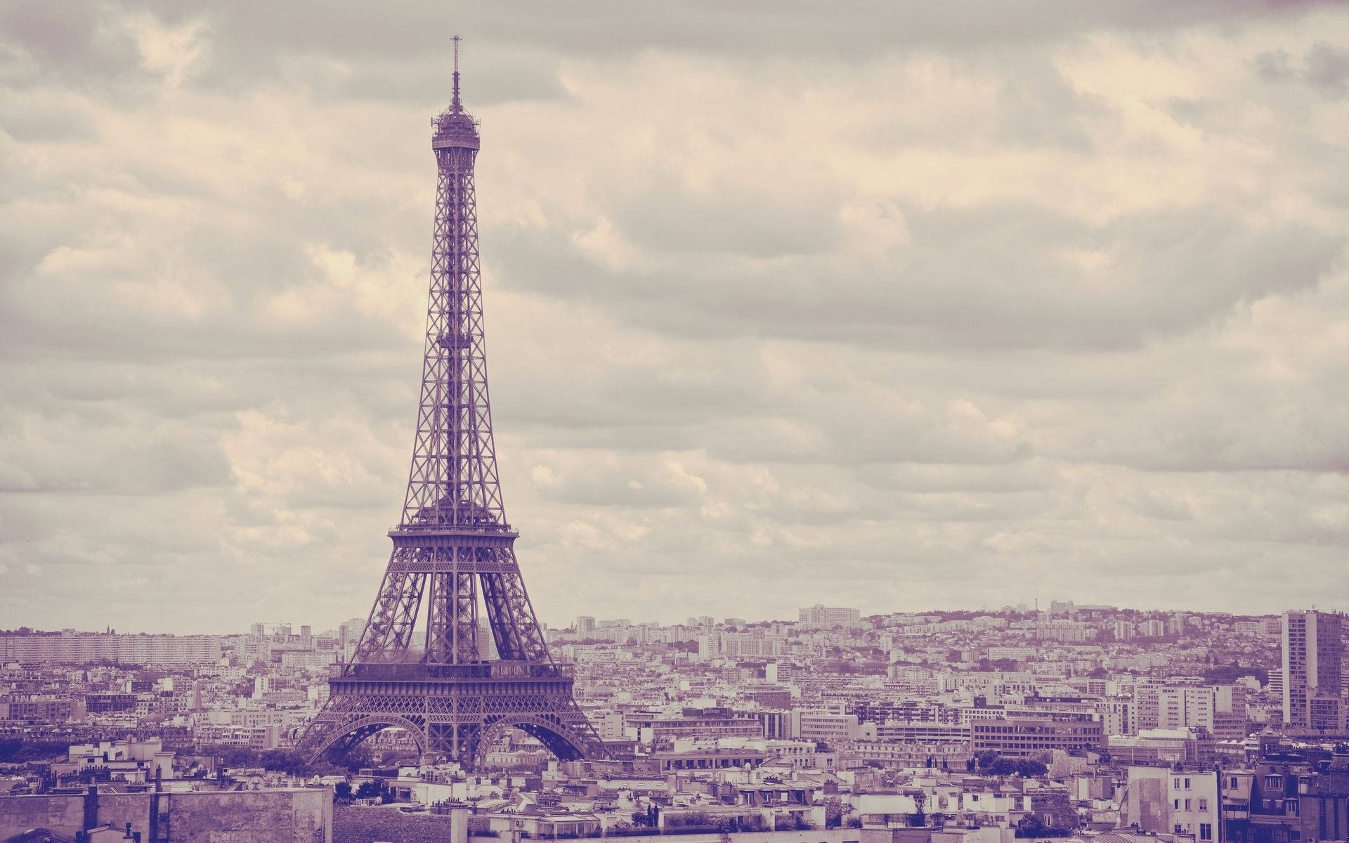Download Purple Monochrome Eiffel Tower Paris Wallpaper