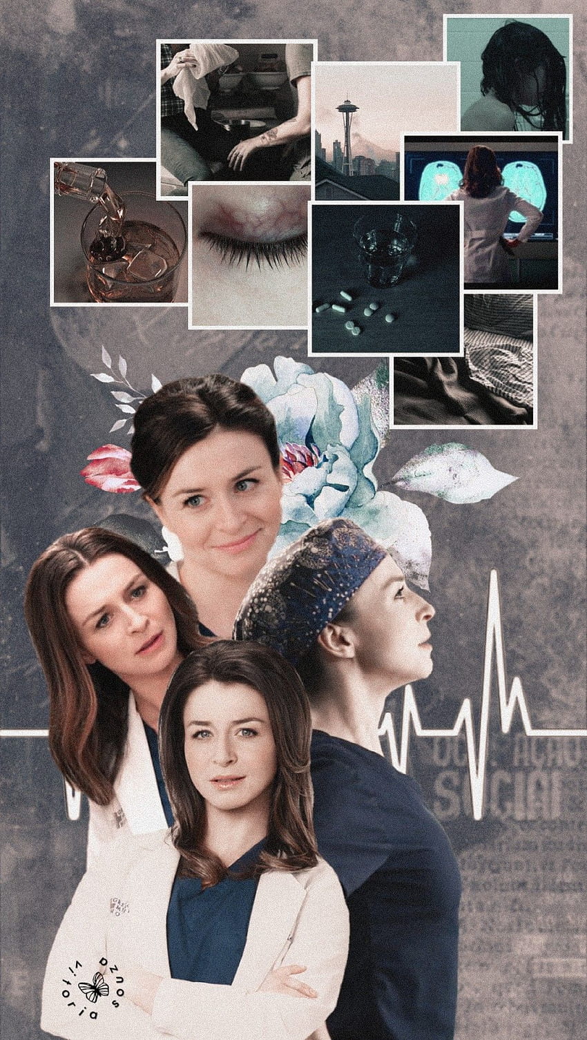 A collage of pictures with different people in them - Grey's Anatomy