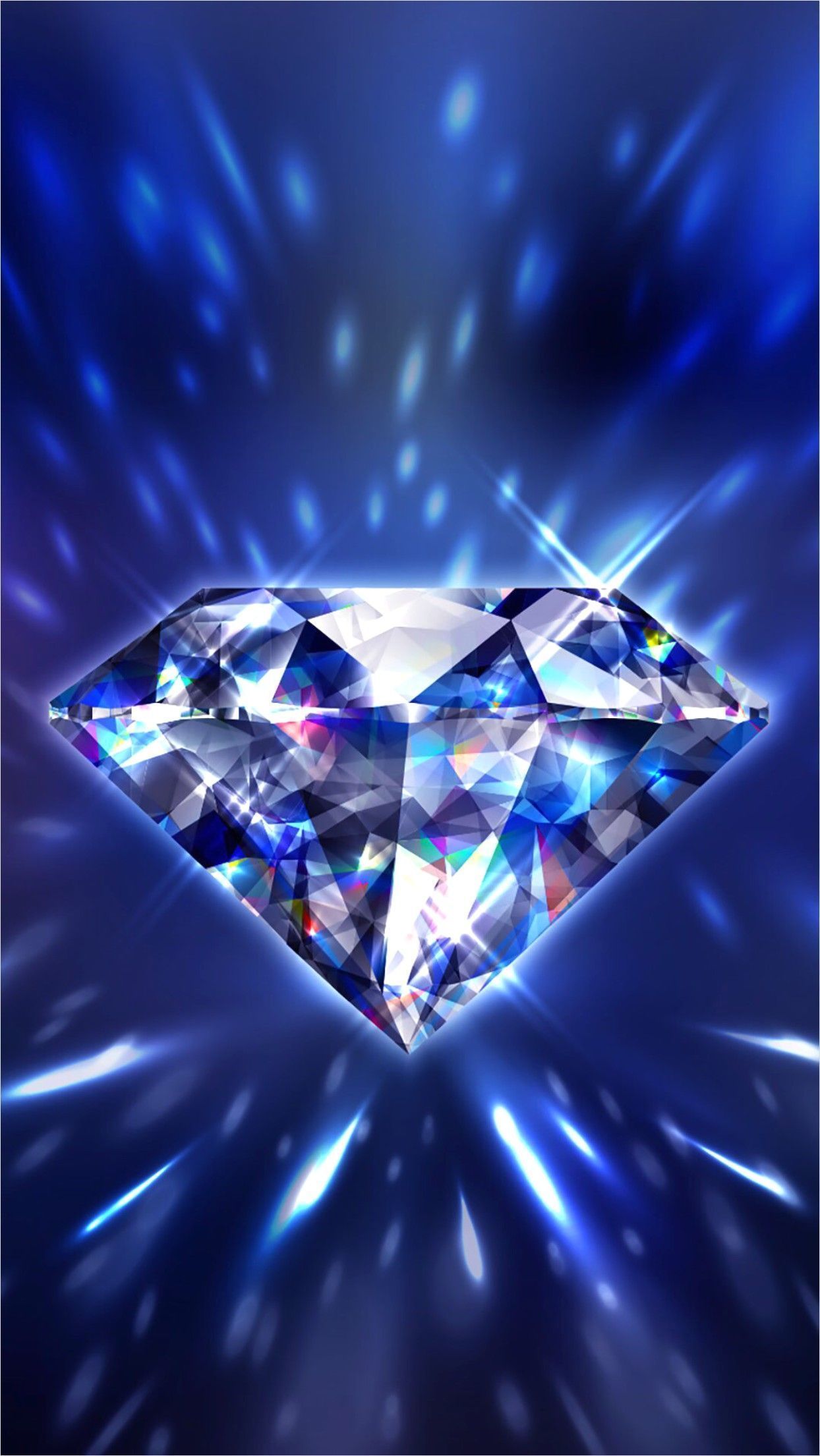 A diamond with blue light rays coming out of it - Diamond