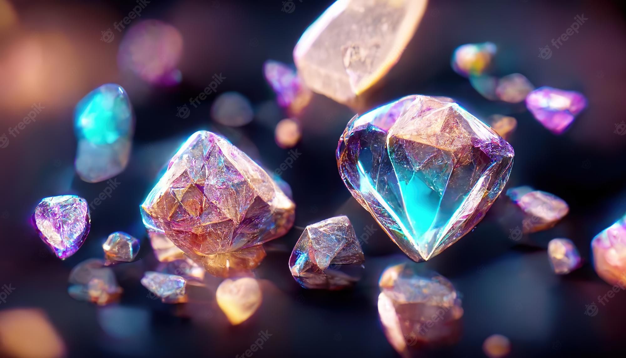 Premium Photo. Shiny gemstones diamonds crystals abstract background beautiful luxury wallpaper digital art