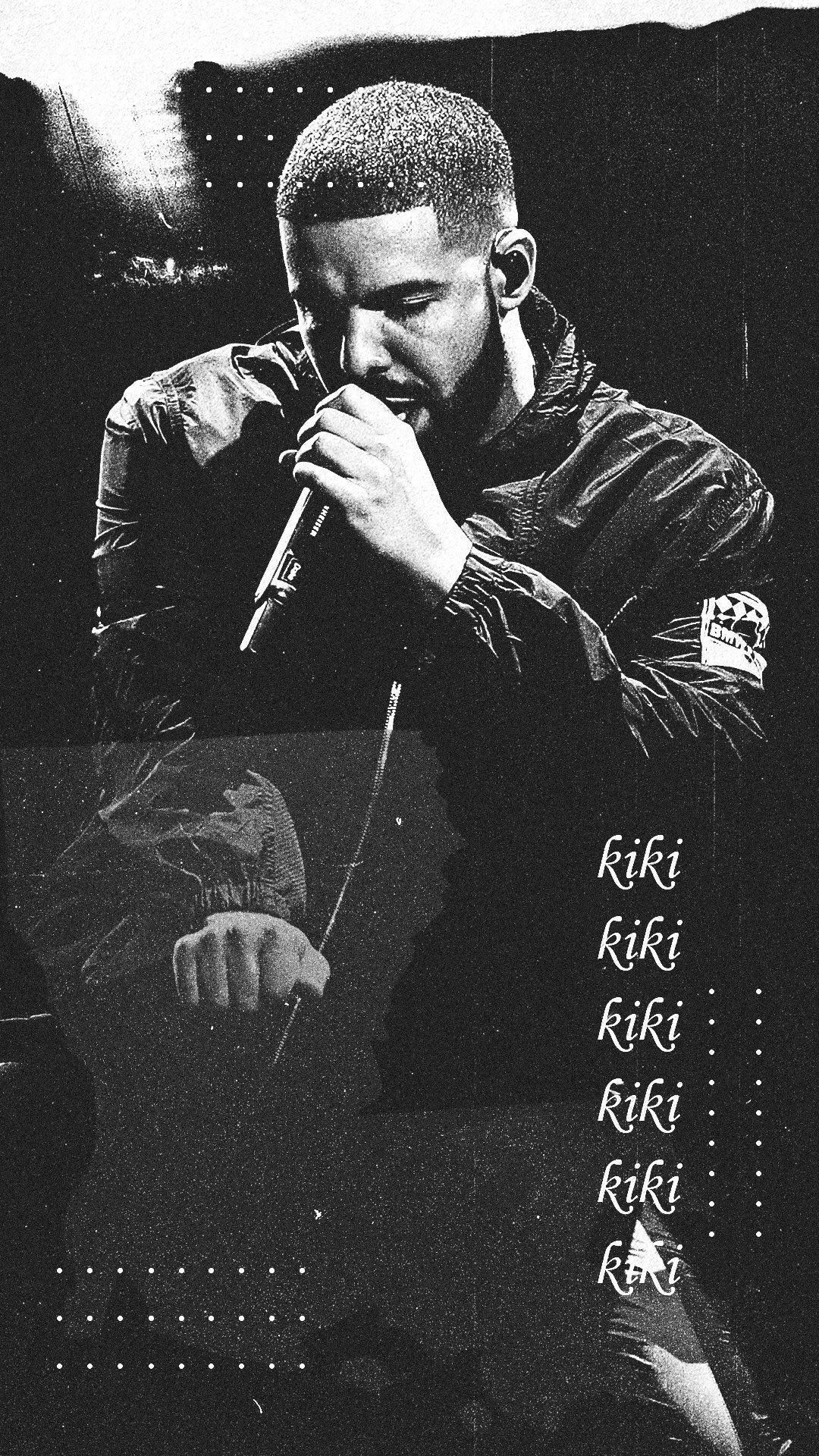 Wallpaper of Drake singing with the lyrics 