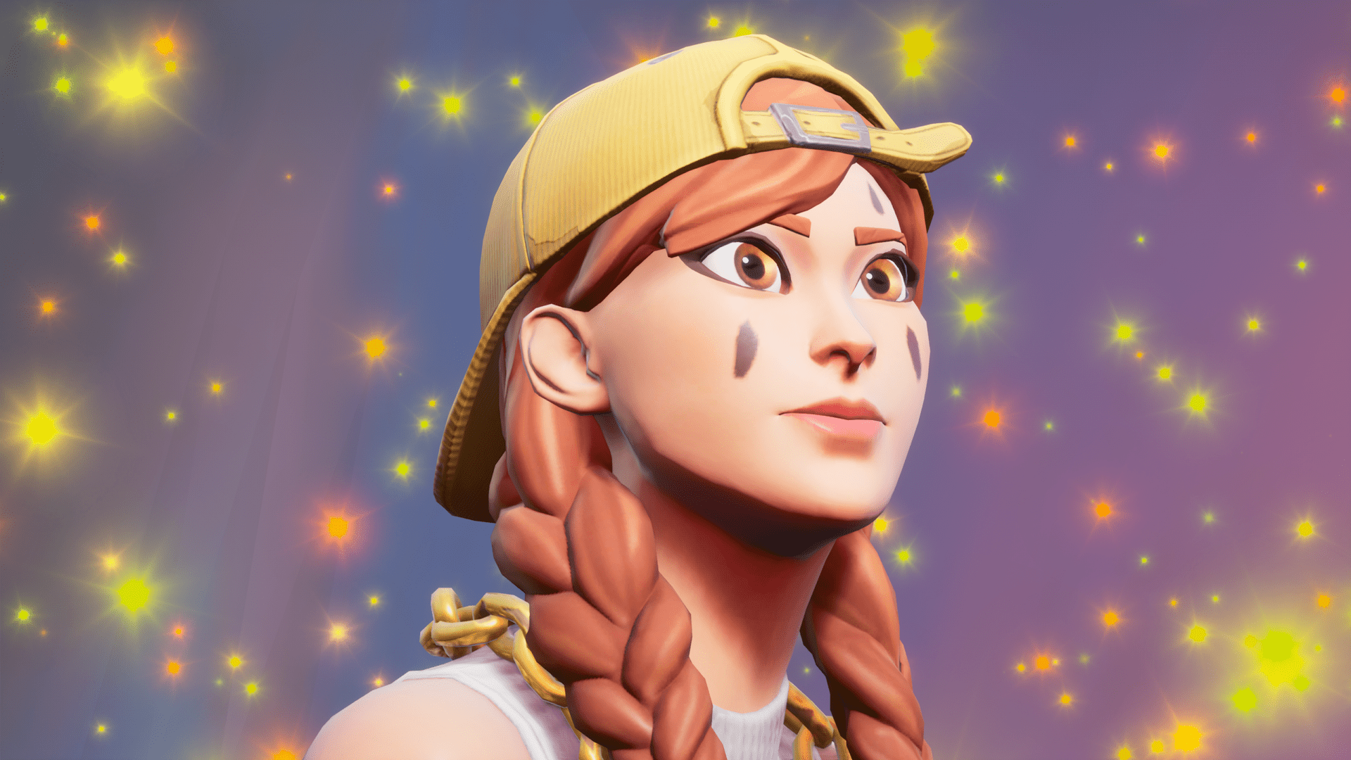 A girl with long hair and wearing an orange hat - Fortnite