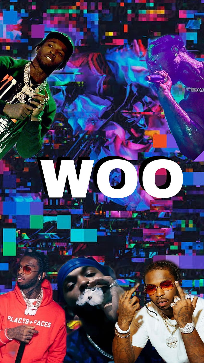 The cover of woo, featuring a group photo - Pop Smoke