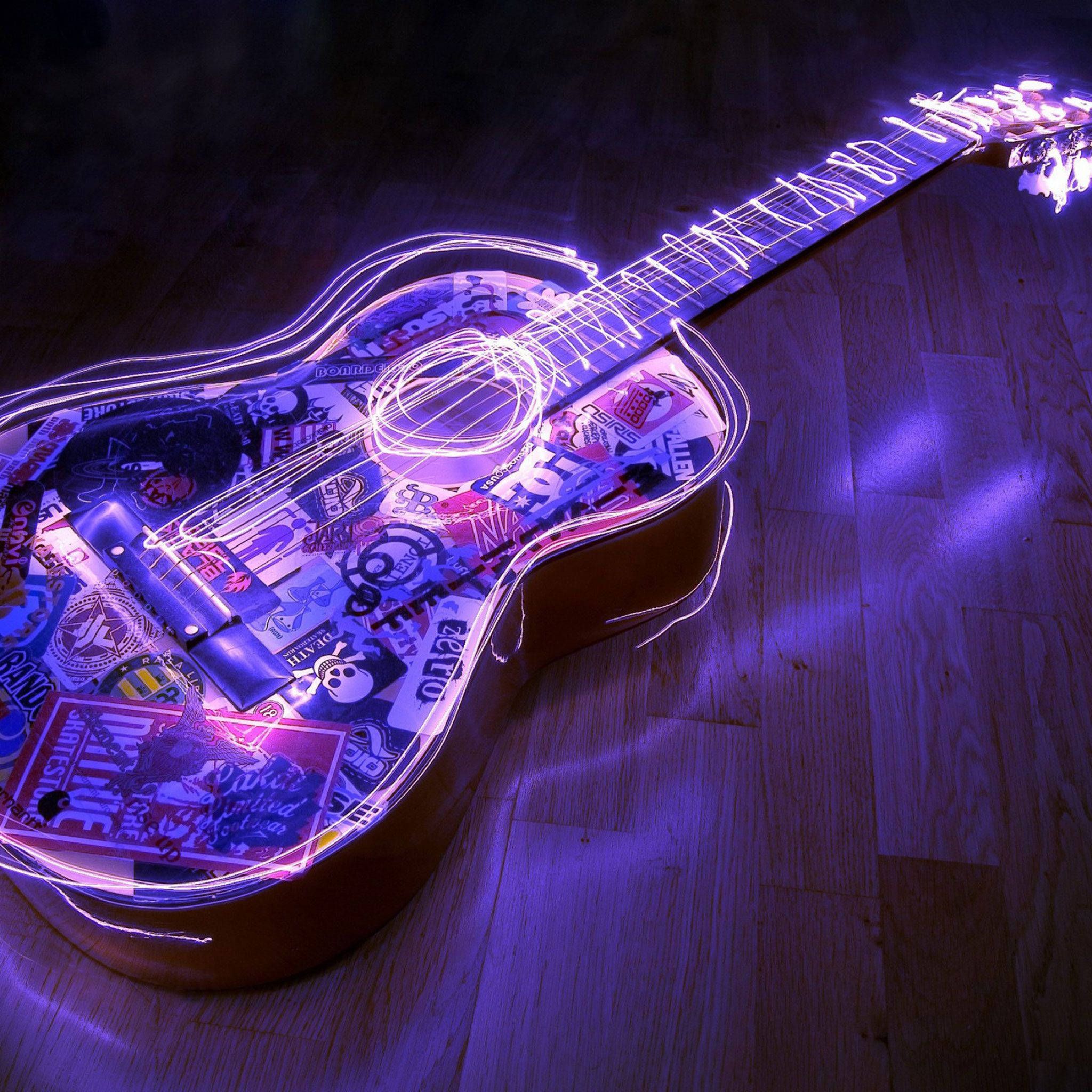 Download Profile Picture Aesthetic Neon Guitar Wallpaper