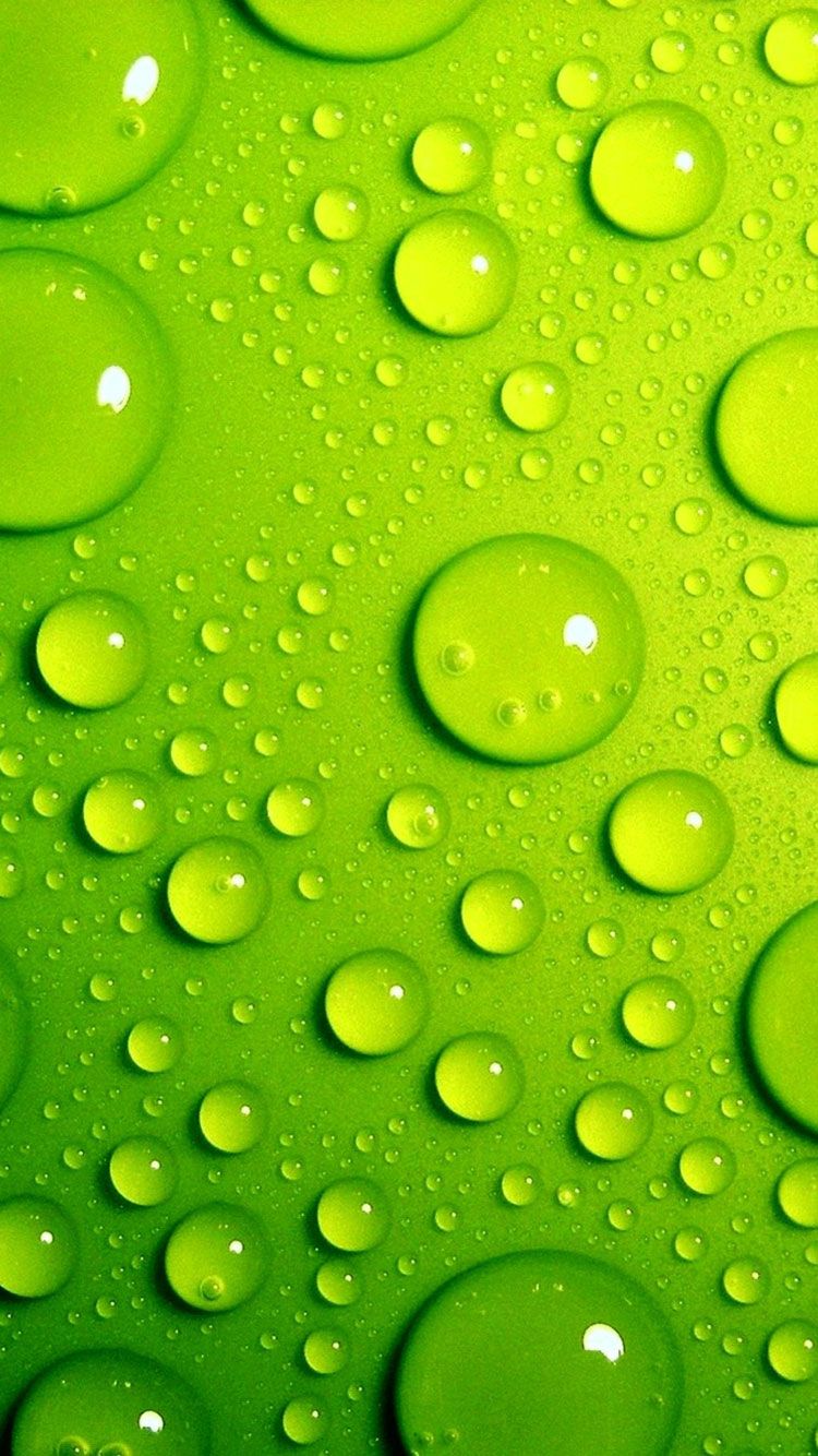 A close up of water droplets on green background - Lime green
