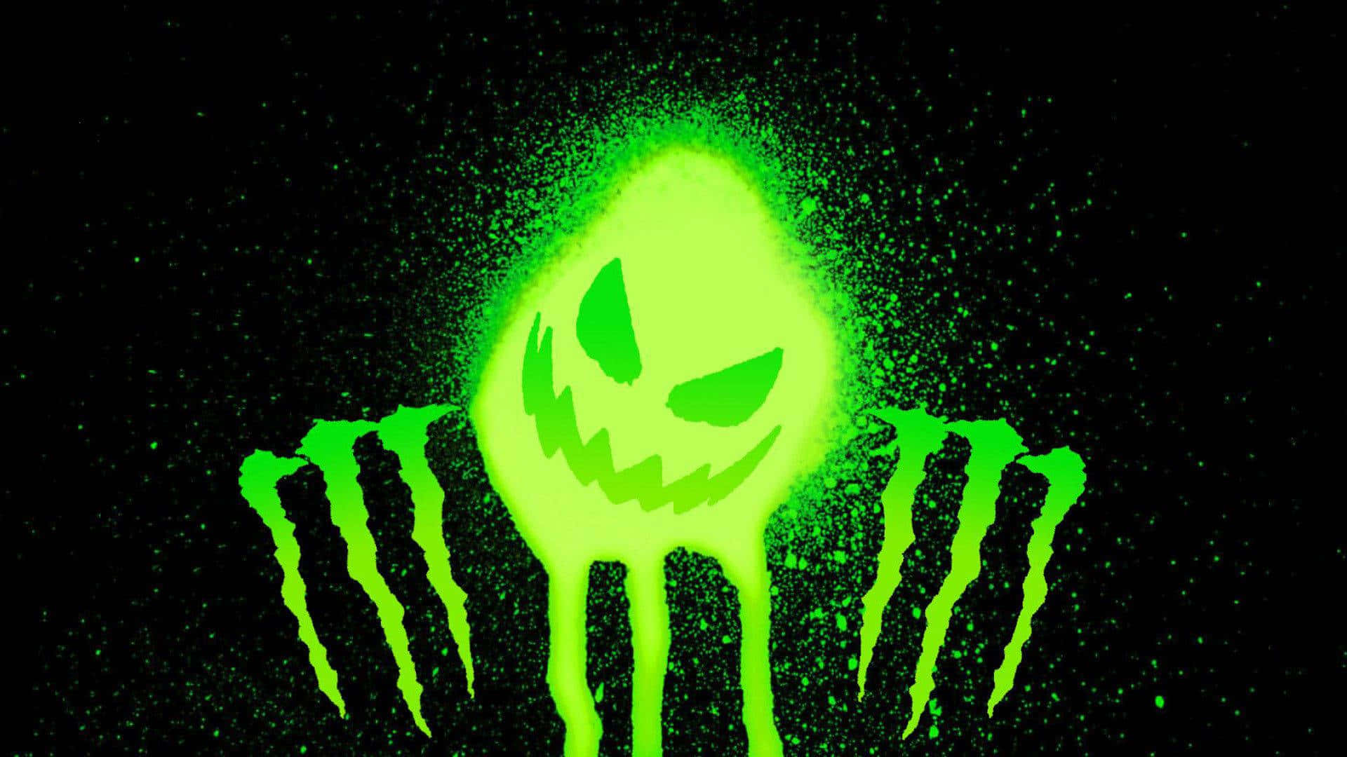 The monster with green eyes and a glowing mouth - Lime green