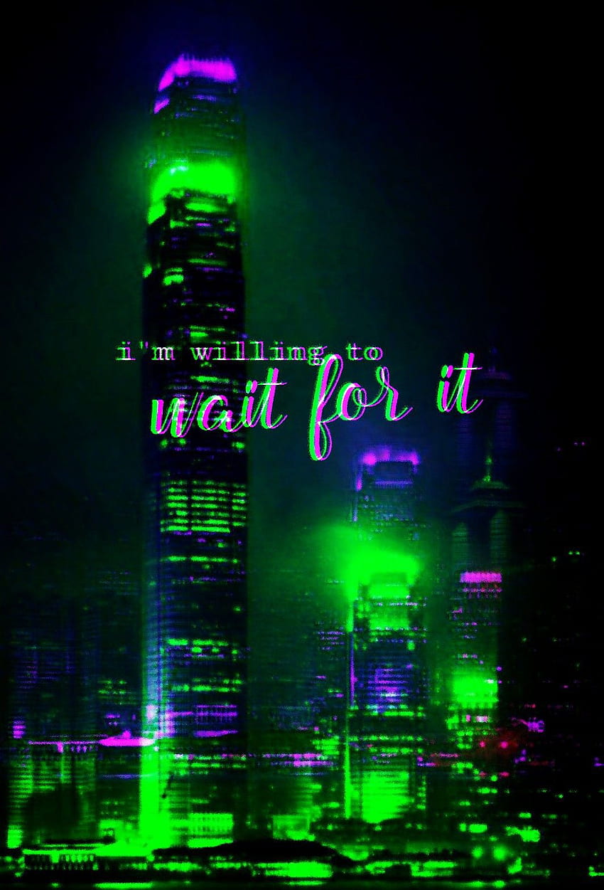 Aesthetic wallpaper of a city at night with the words 