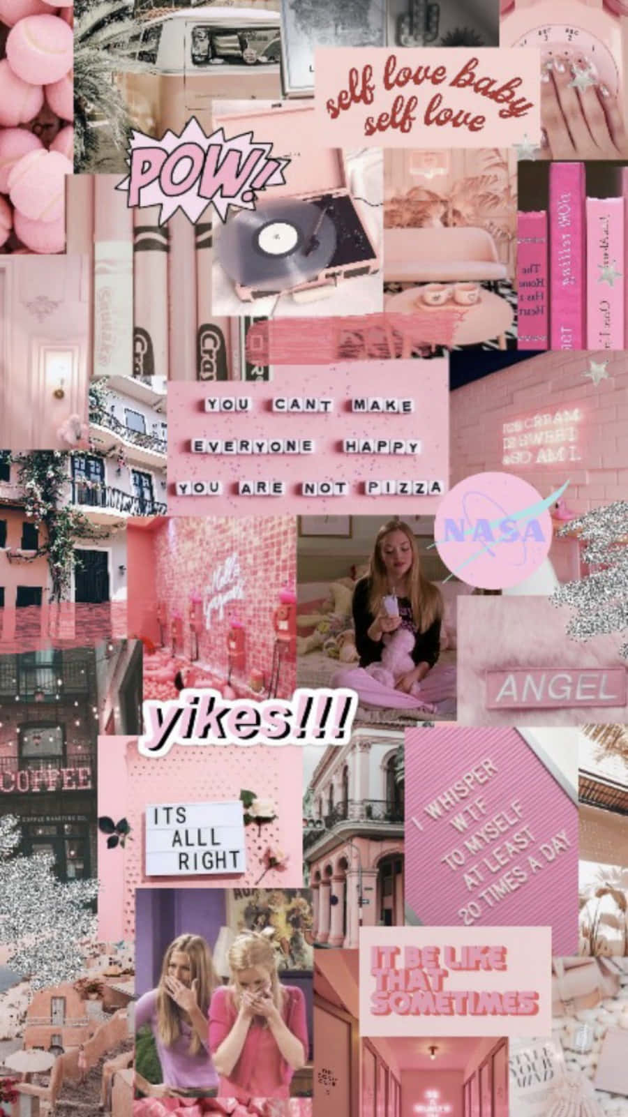 A collage of pictures with pink backgrounds - Pink collage