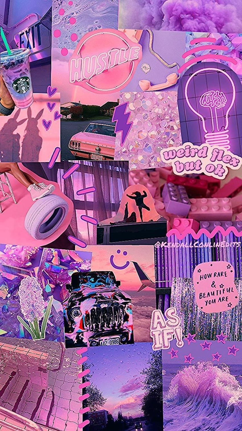 Aesthetic collage background in purple and pink - Pink collage