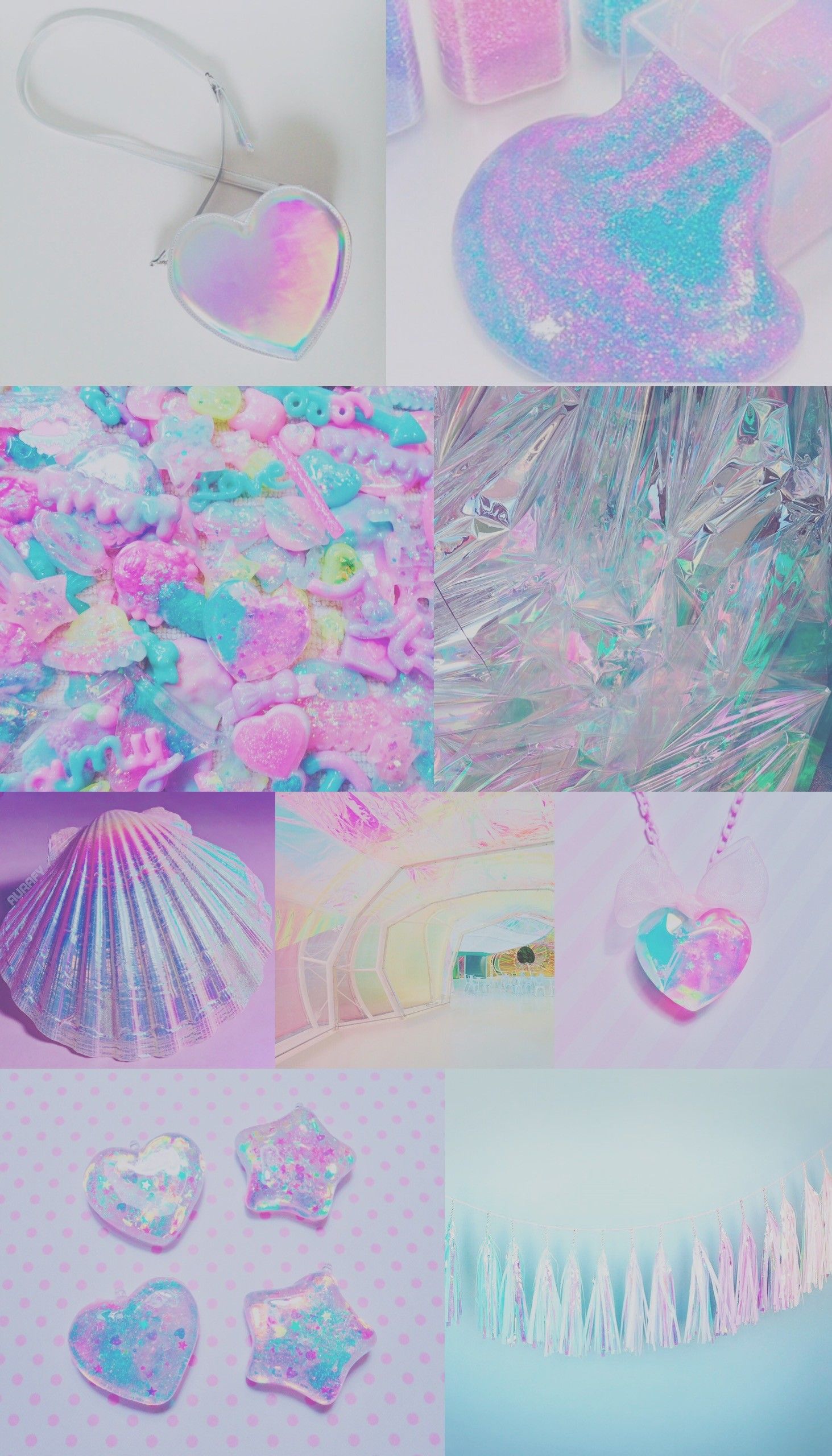 Iridescent collage wallpaper, background, iPhone, android, pretty, sparkly, pink