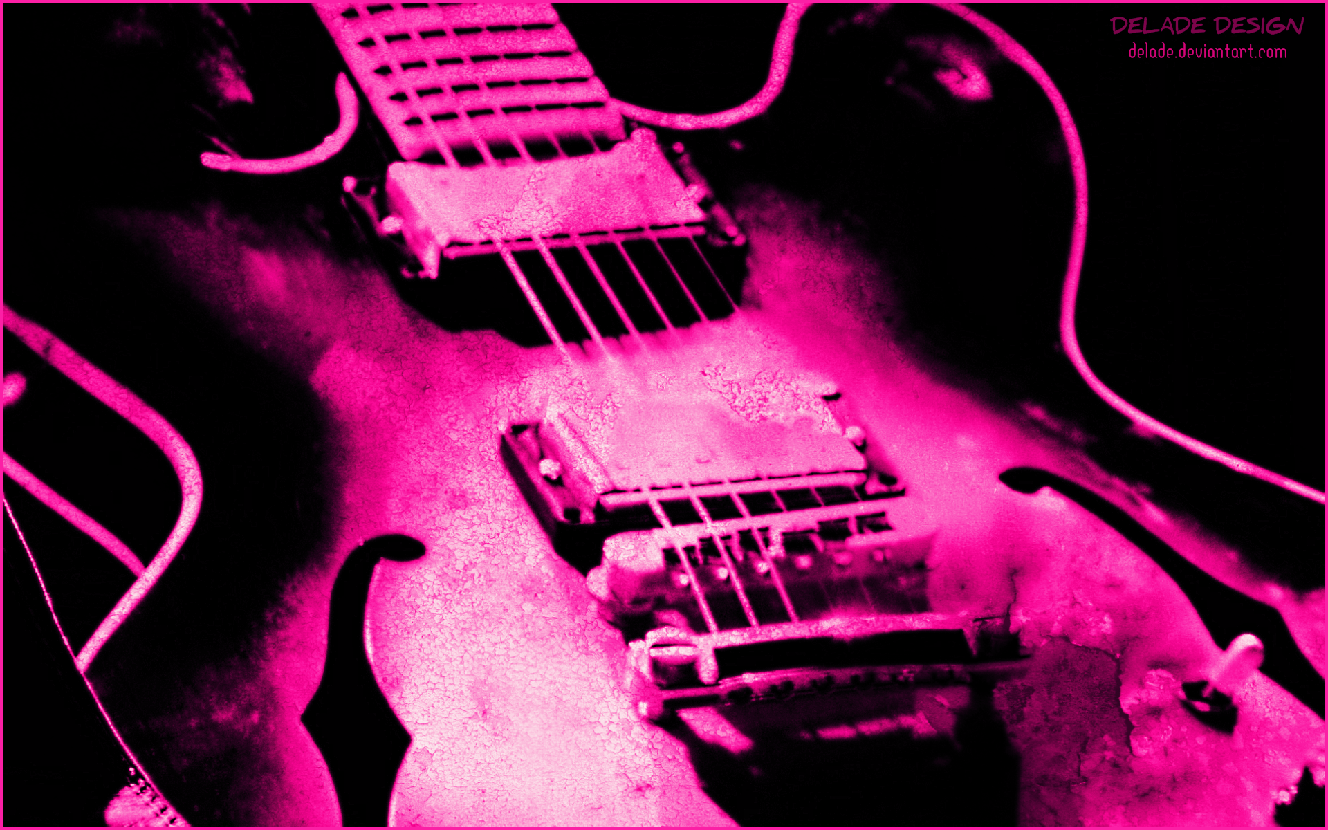 An electric guitar with a pink and black filter - Guitar