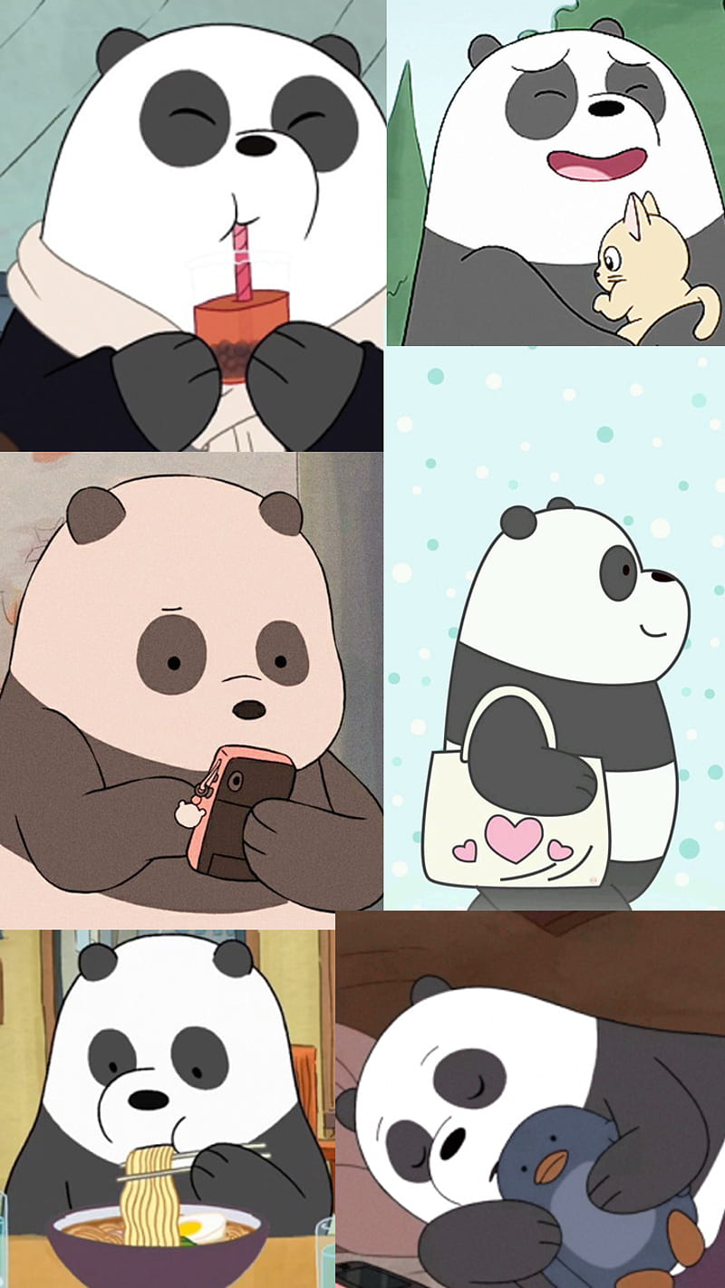Panda, aesthetic, bare, bare bears, bears, collage, cute, pandita, tumblr, we bare bears, HD phone wallpaper