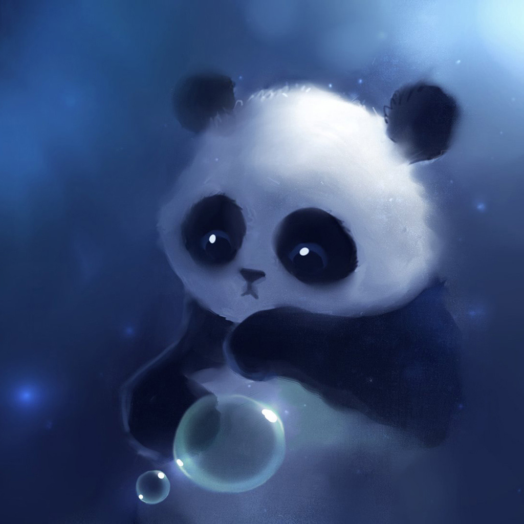 A panda bear holding bubbles in its hand - Panda