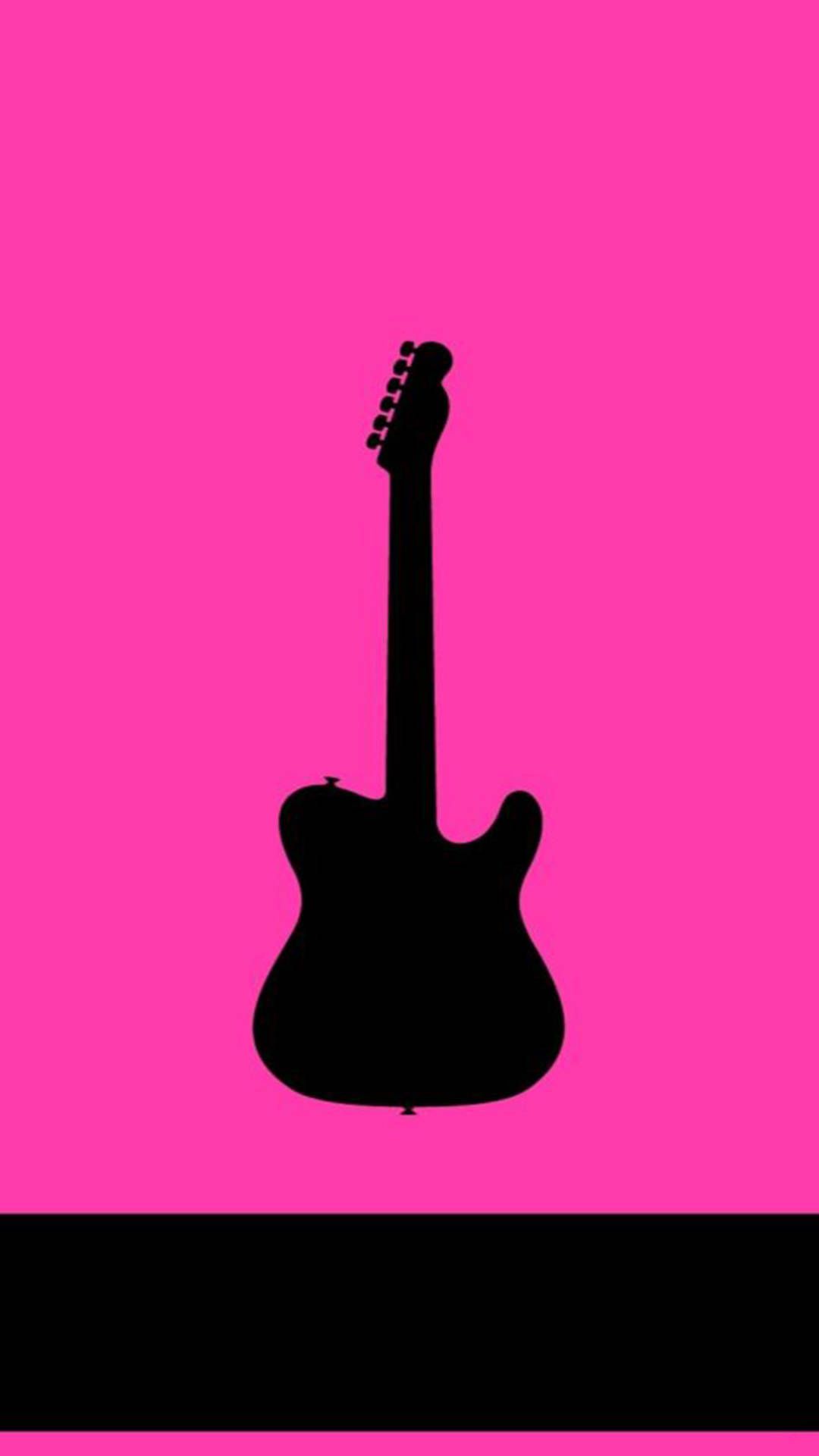 Download Black And Pink Aesthetic Guitar Silhouette Wallpaper
