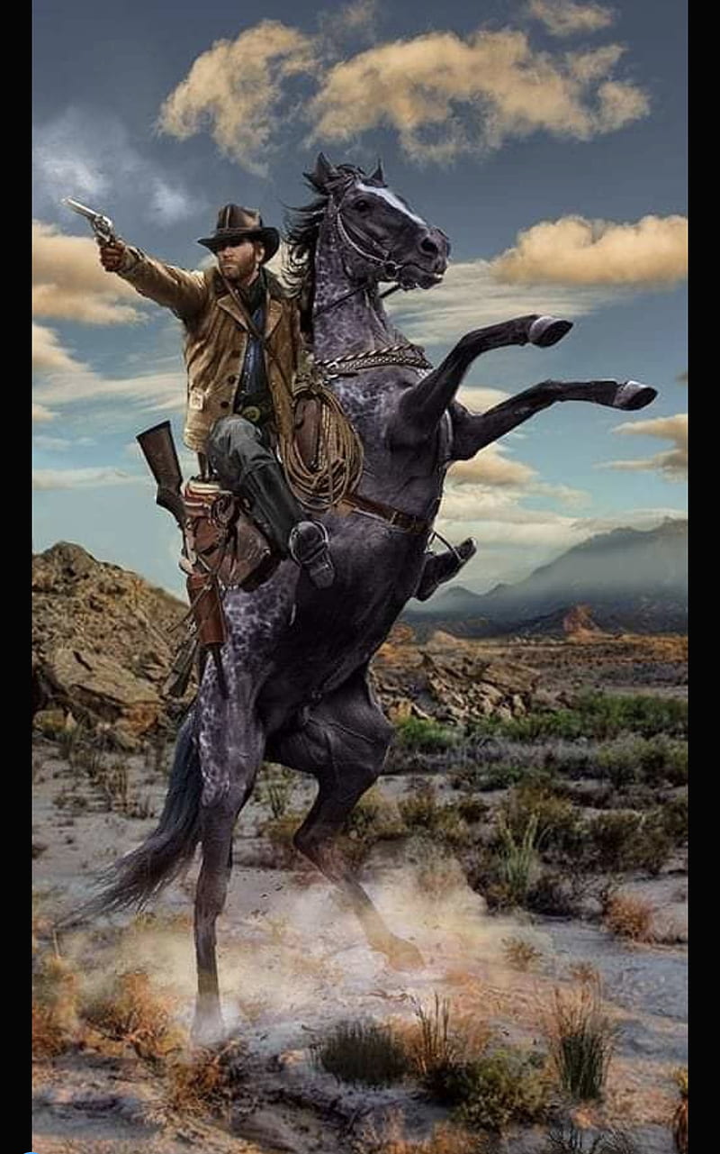 A man riding on the back of his horse - Western