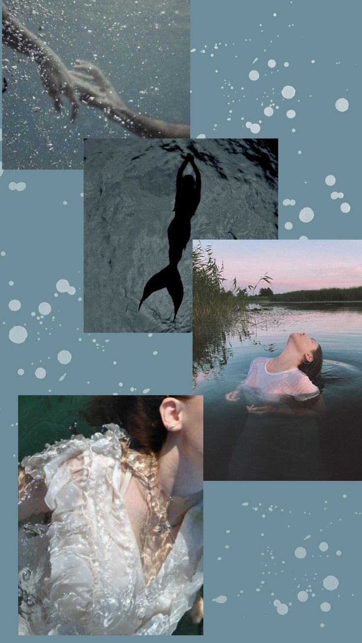 A collage of pictures with water and people - Mermaid