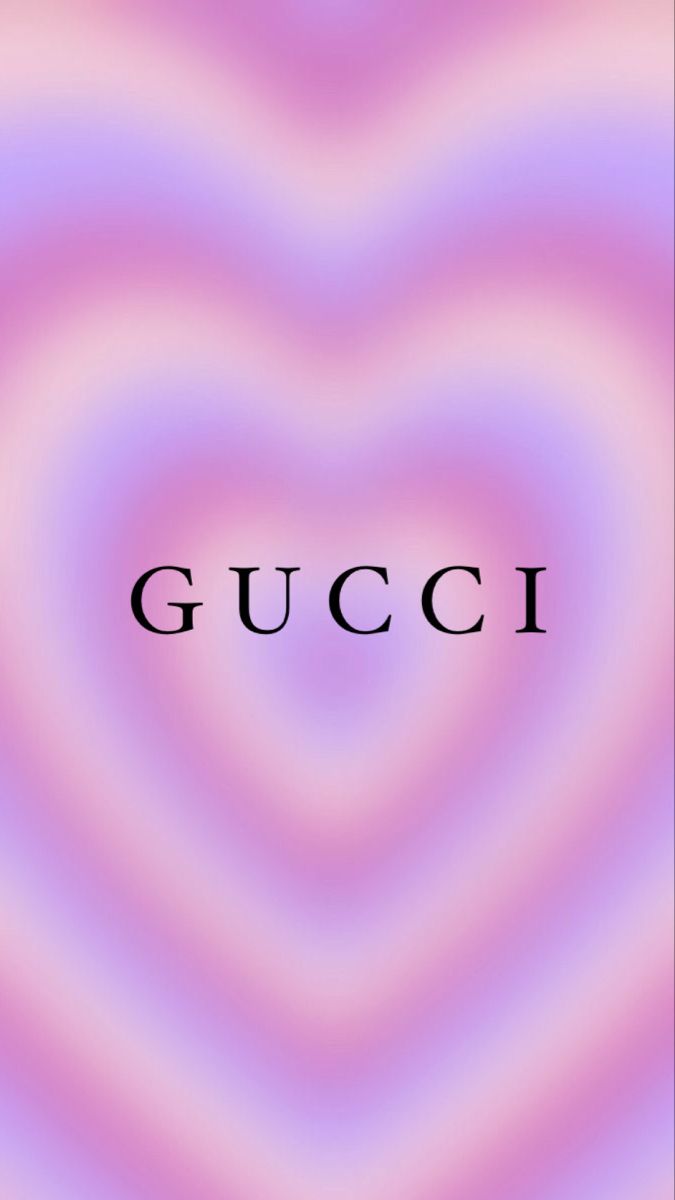 Gucci heart shaped logo on a pink and purple background - Gucci