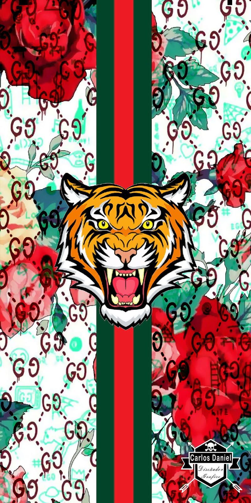 Gucci tiger, art, boom, brand, brands, HD phone wallpaper