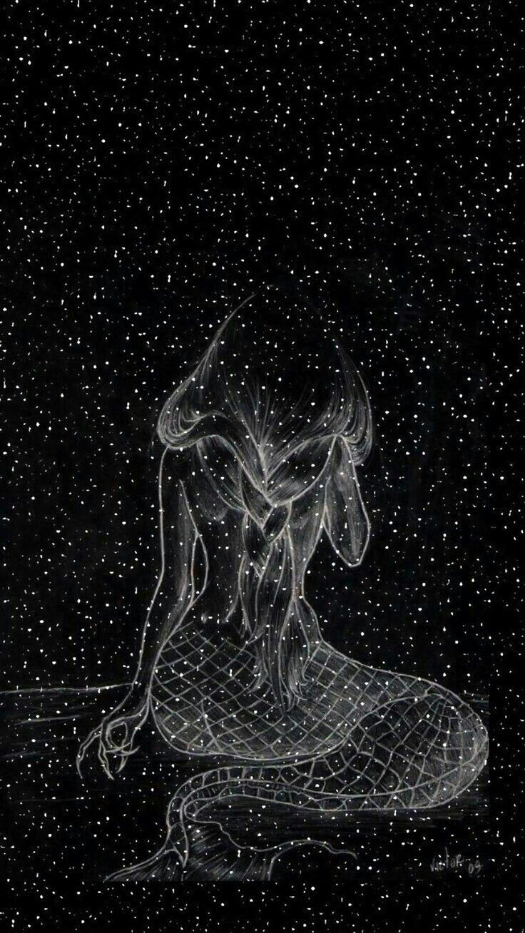 Mermaid in the night sky by person - Mermaid