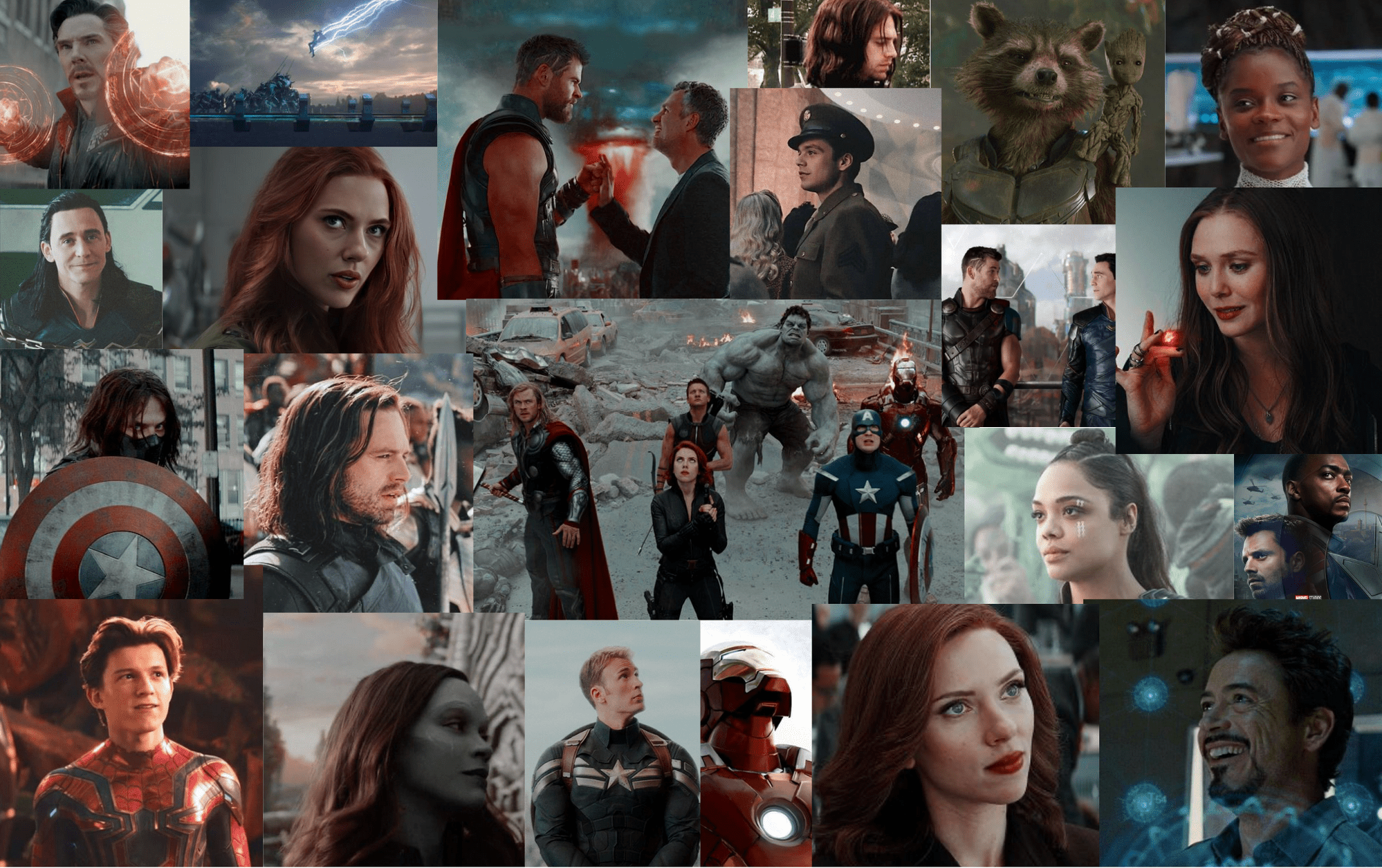 A collage of pictures featuring marvel characters - Avengers, Marvel