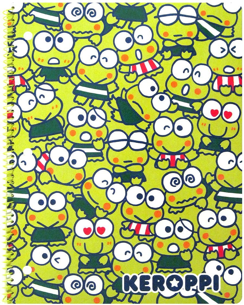 A cute notebook with many frog faces on it - Keroppi