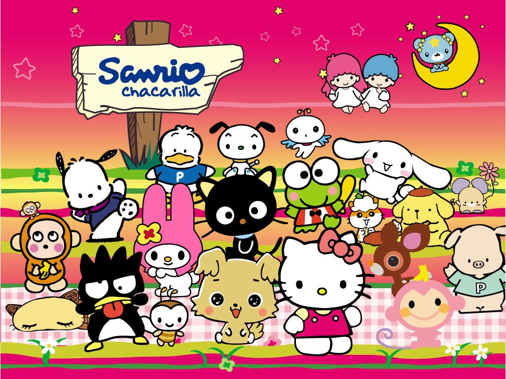 A cartoon character poster with many different characters - Keroppi