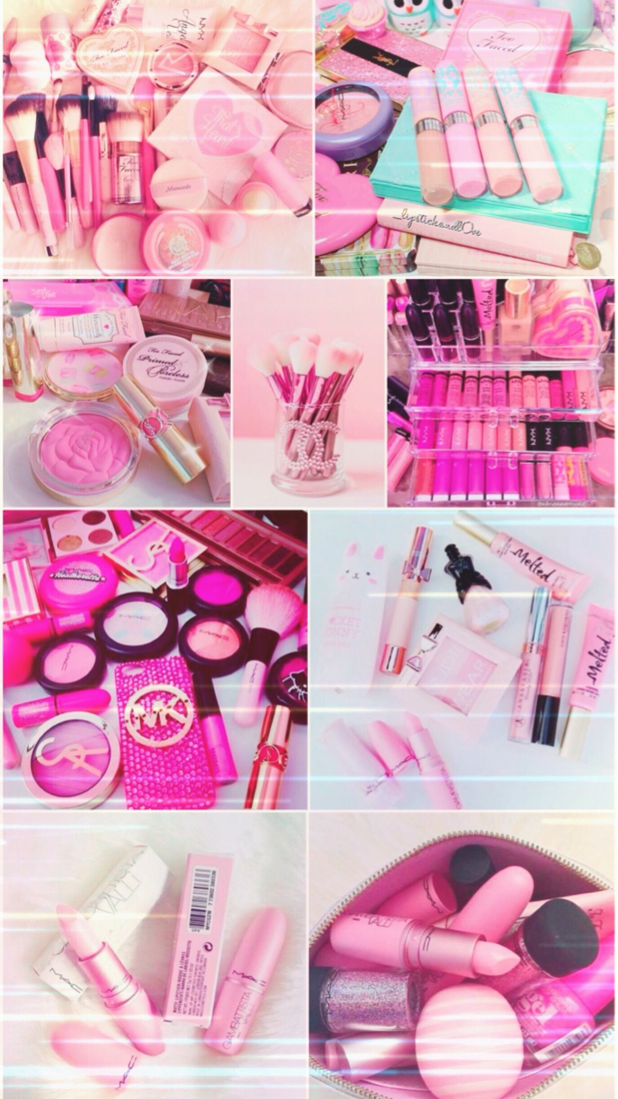Aesthetic pink makeup background wallpaper for phone. - Makeup