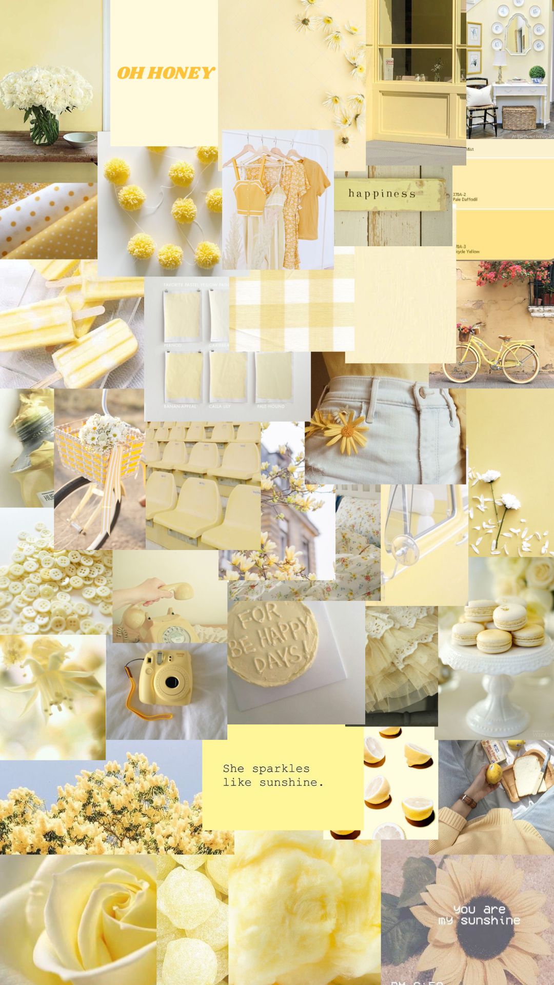 Yellow aesthetic collage background for phone - Light yellow