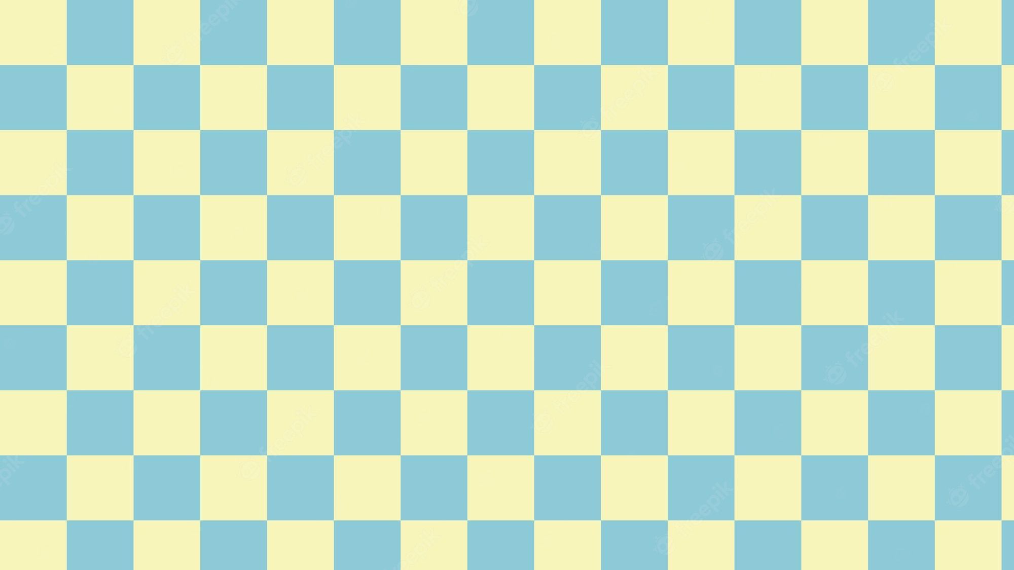 Premium Vector. Cute yellow and blue big checkers gingham plaid aesthetic checkerboard wallpaper illustration perfect for wallpaper backdrop postcard background for your design
