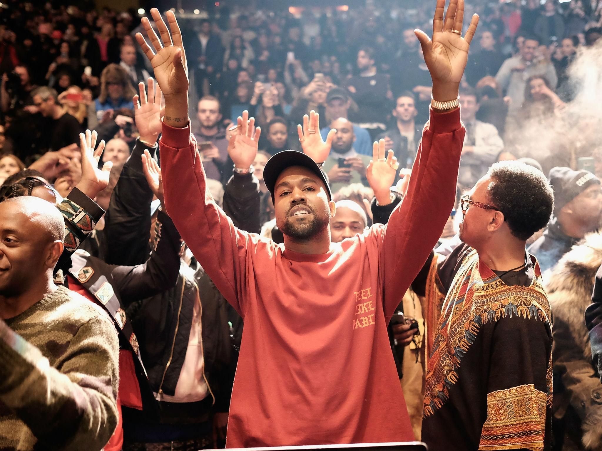 Kanye West performs at the Yeezy Season 3 fashion show and album release party at Madison Square Garden in New York City on February 11, 2016. - Kanye West