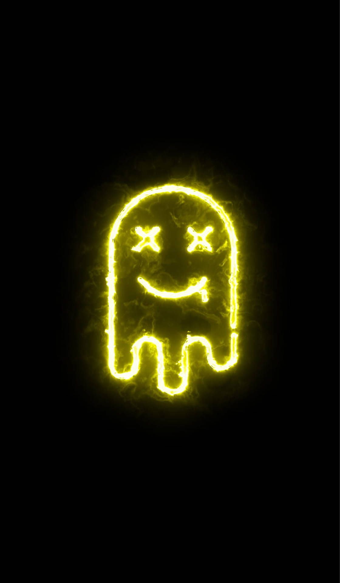 A yellow smiley face on black background - Light yellow