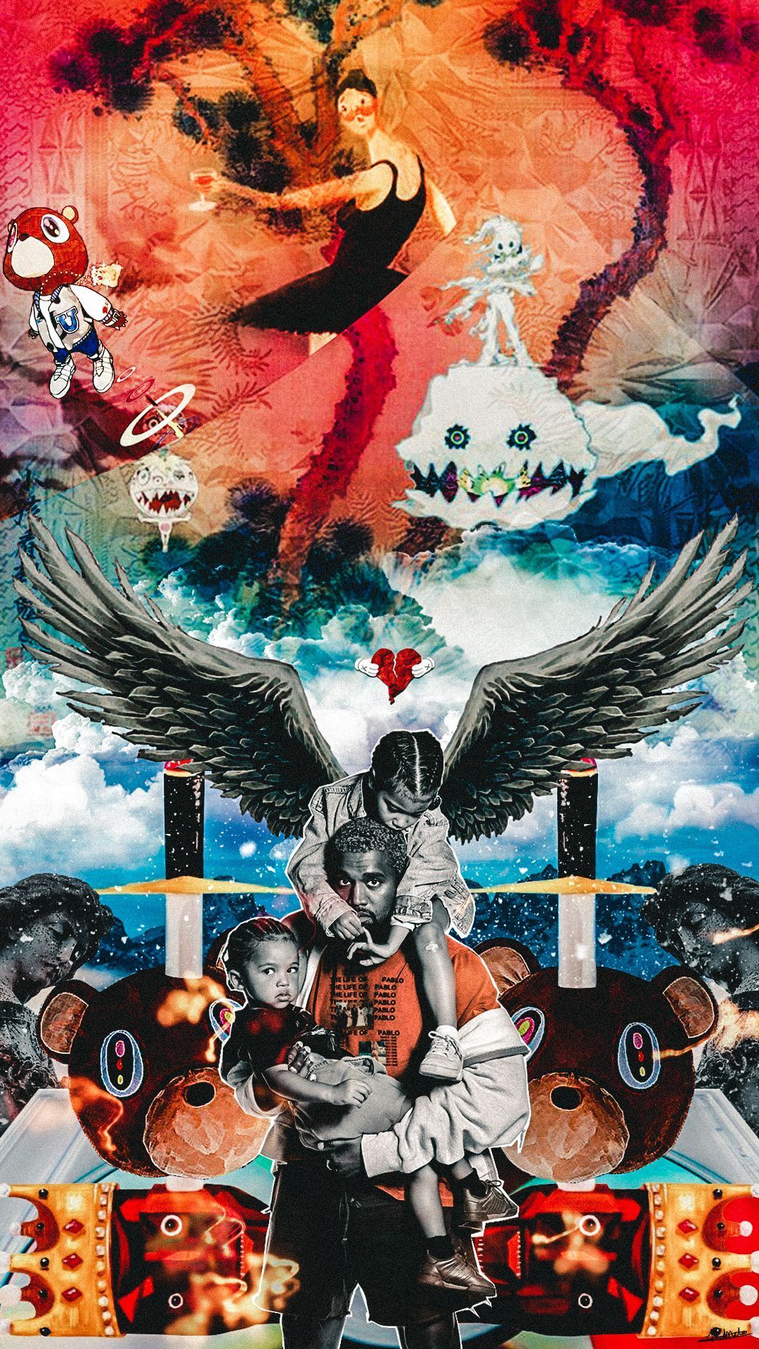 A painting of people and clouds - Kanye West