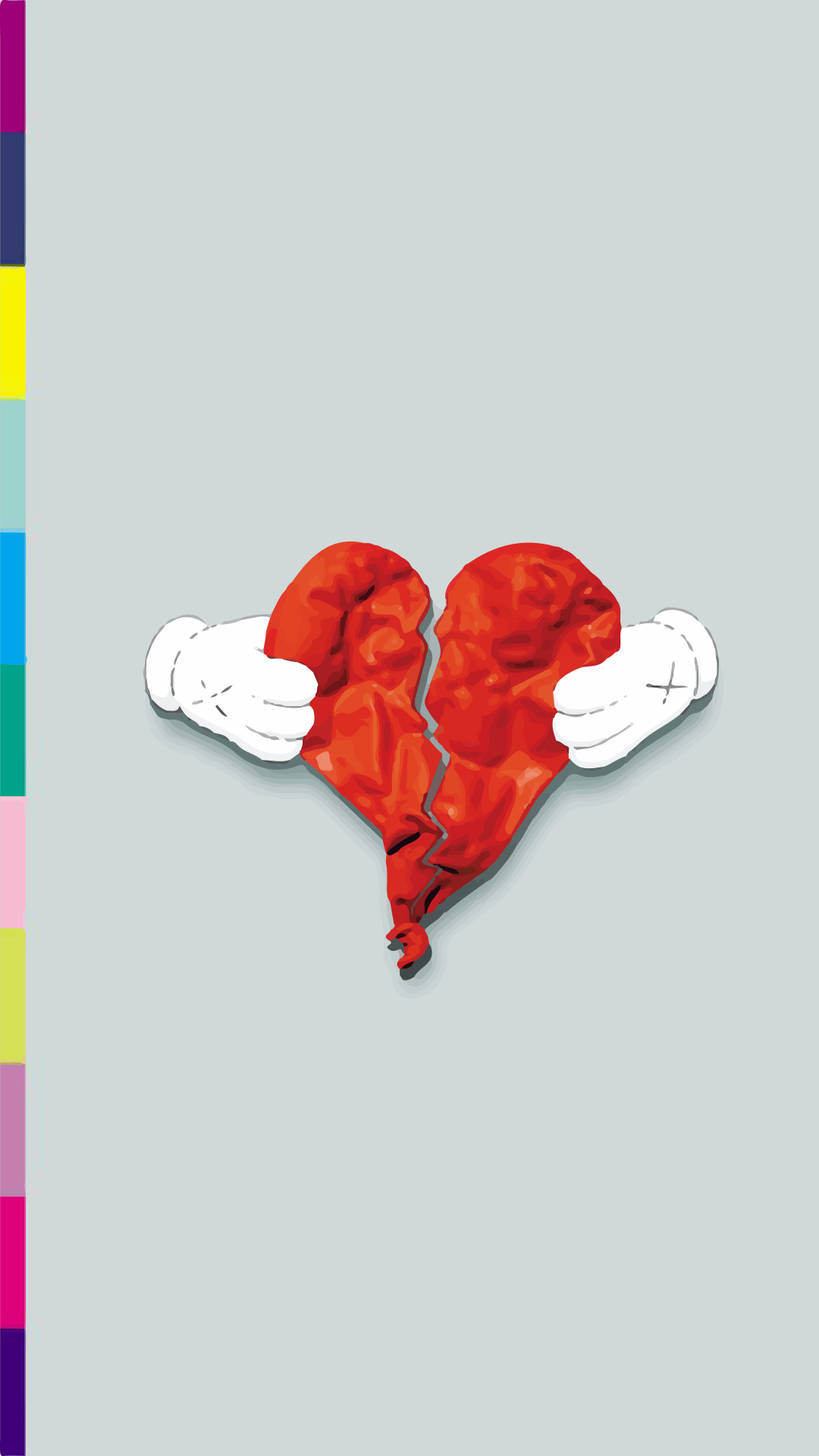 Kanye West, 808s & Heartbreak, 2008, album cover, grey background, red heart, white gloves - Kanye West