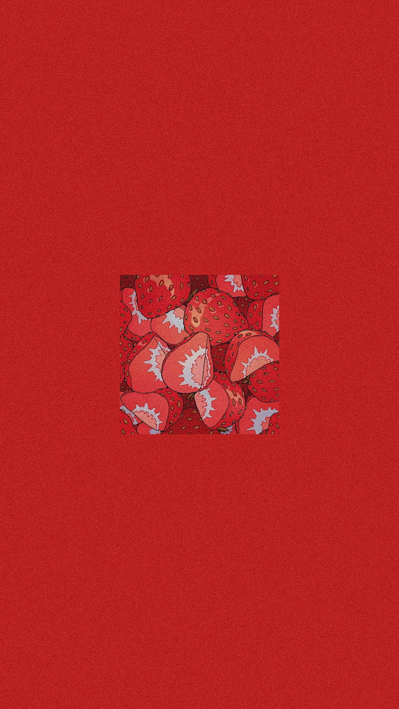 A red background with strawberries on it - Red