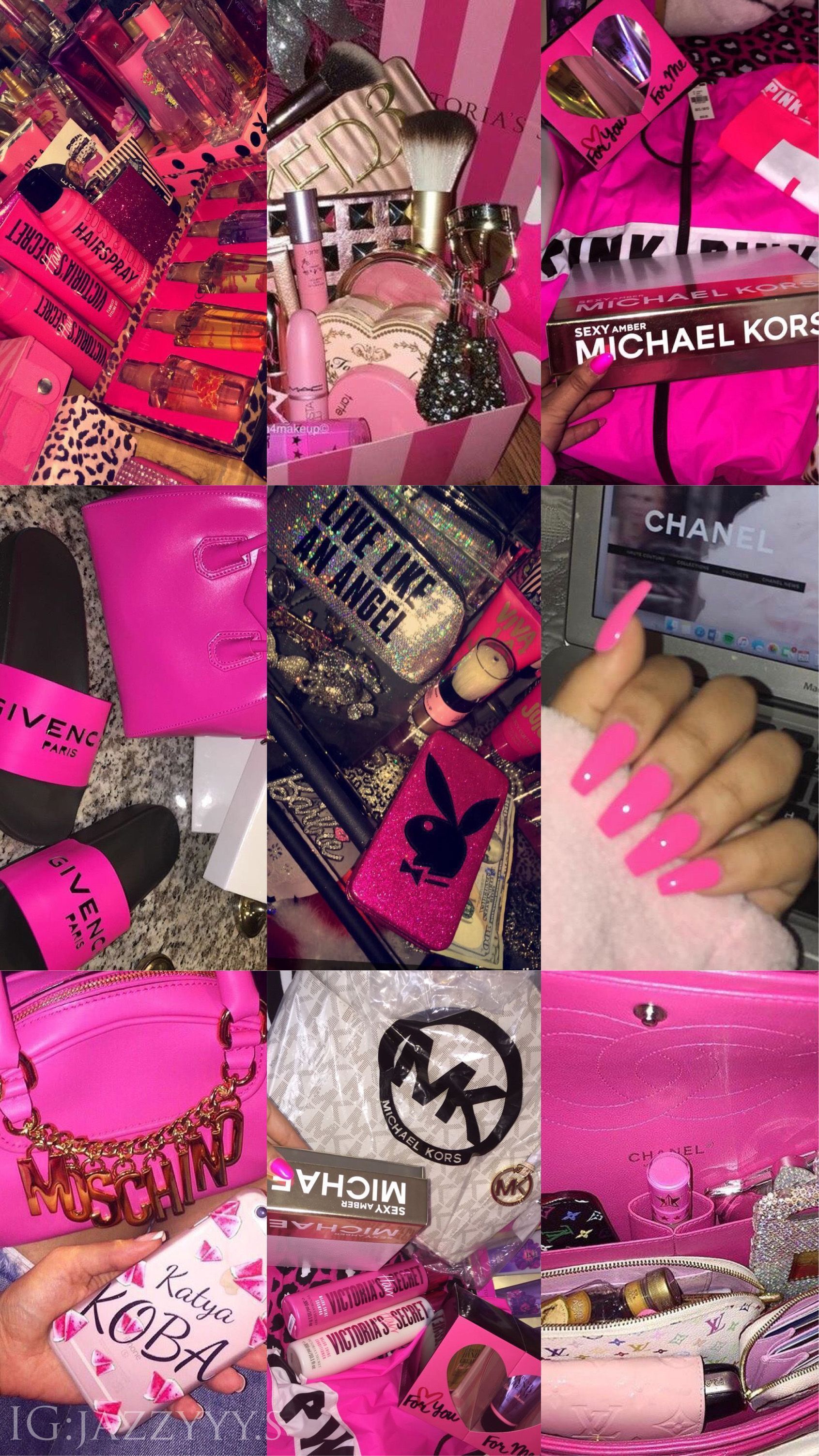 A collage of pictures with pink and black - Nails, Barbie