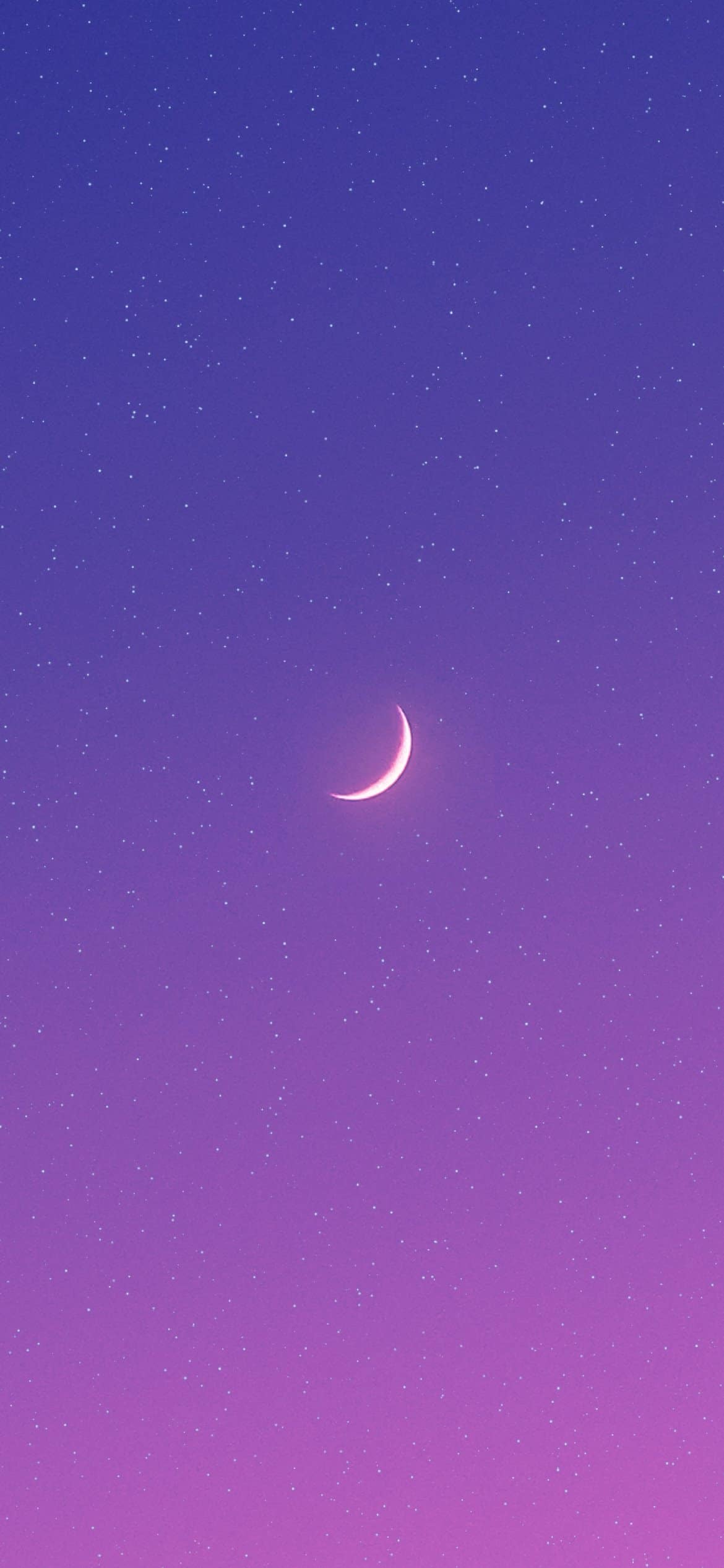Crescent moon in the night sky wallpaper 1242x2688 - Purple