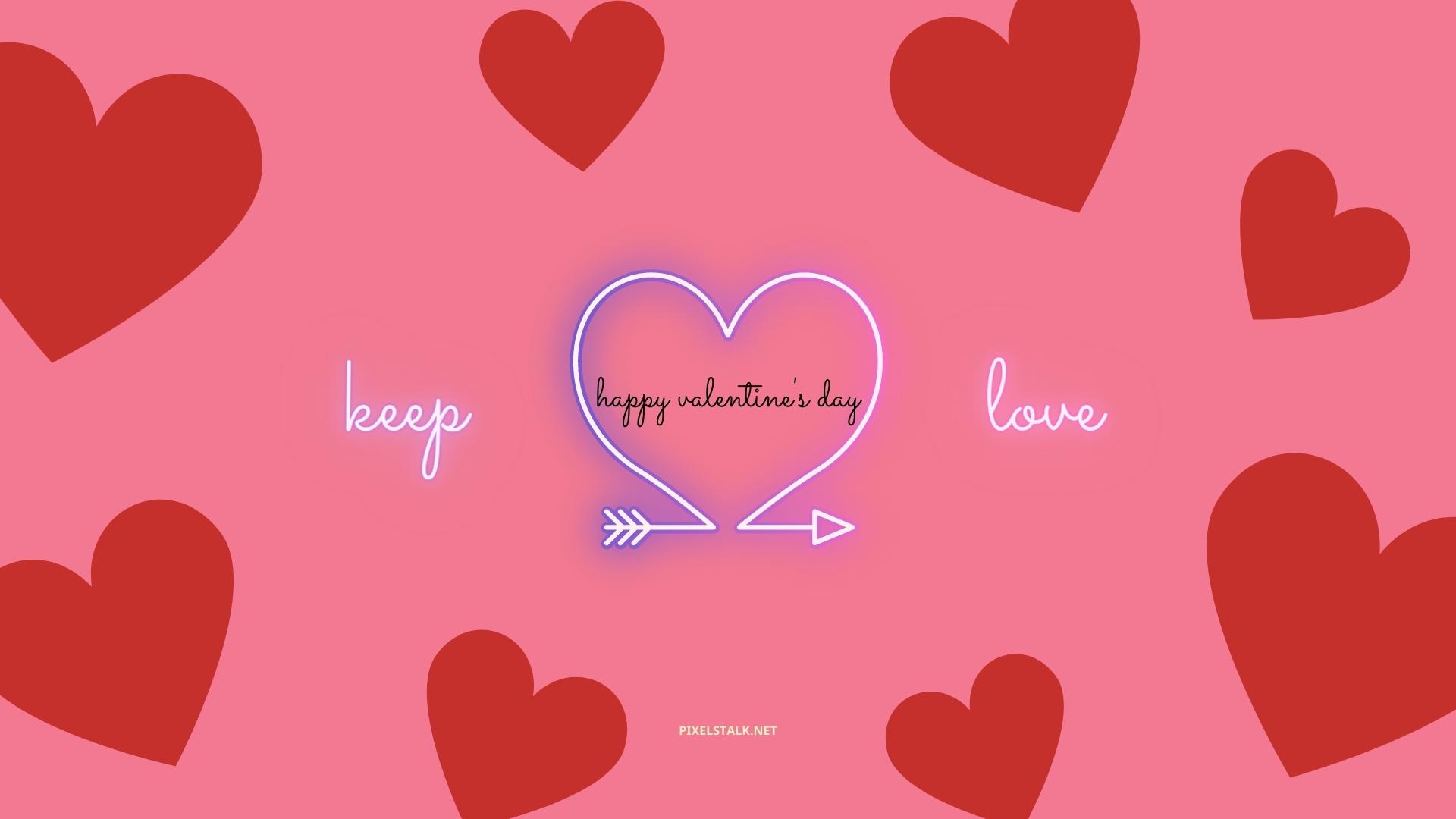 A heart shaped neon sign that says keep valentine's day love - Valentine's Day