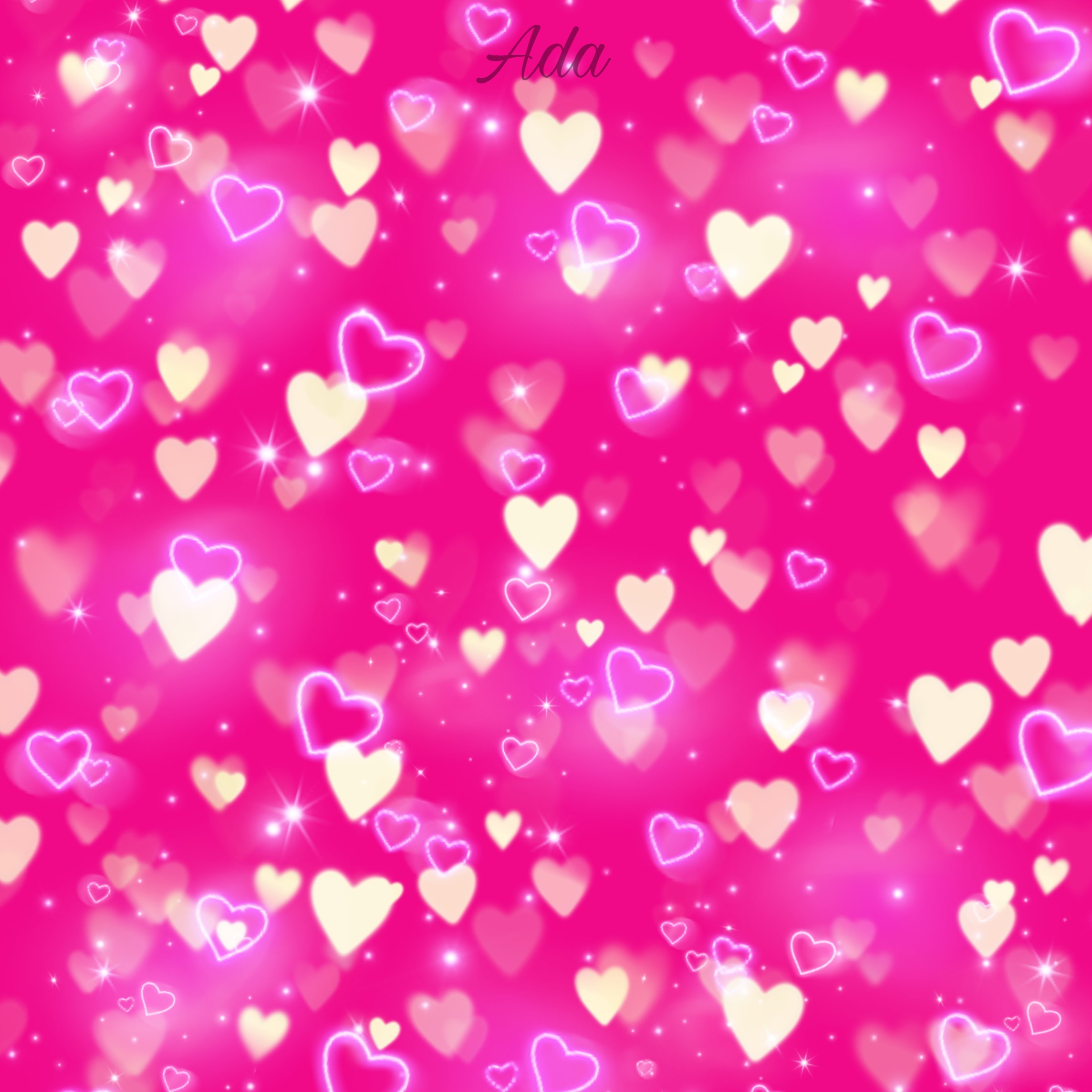 Pink hearts background with the name Ada. - Valentine's Day