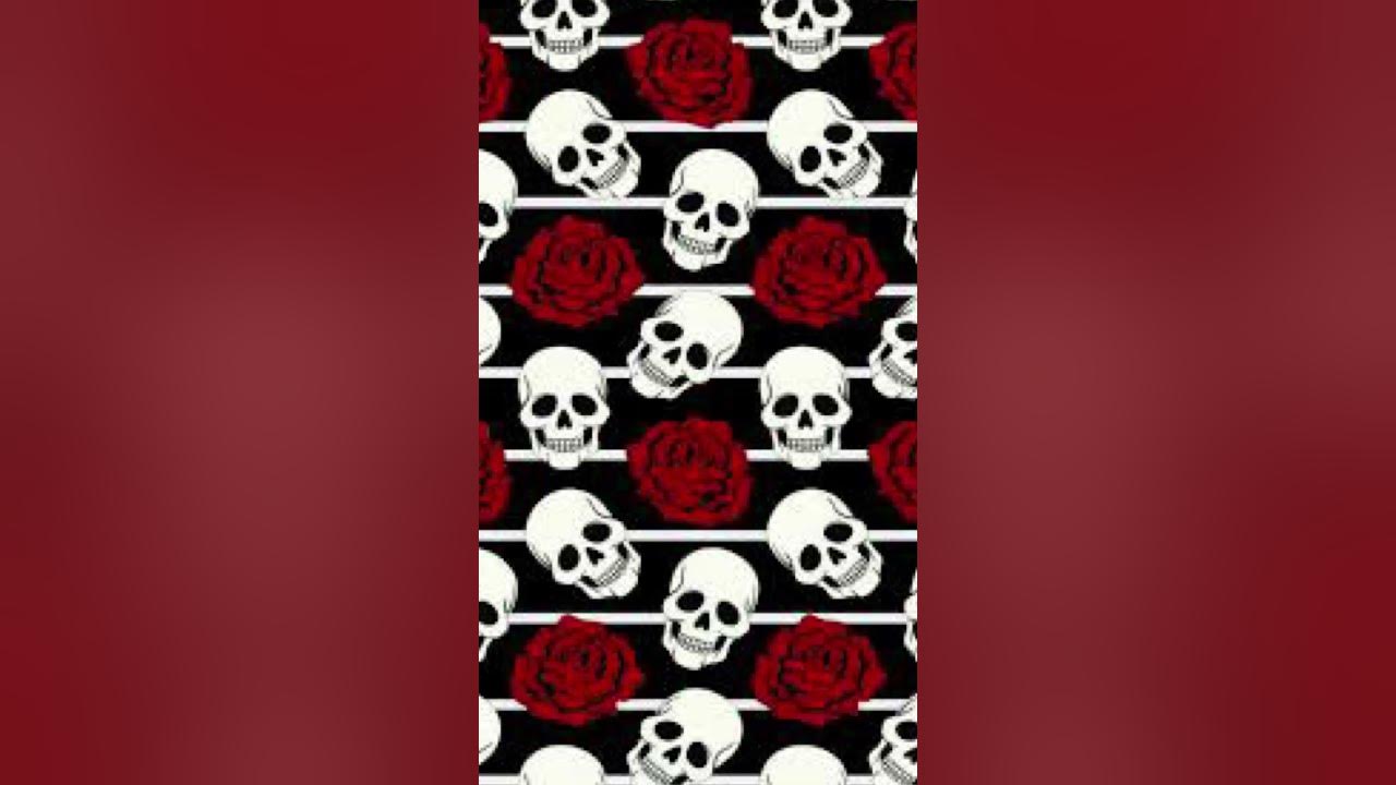 A skull and rose pattern on black background - Emo