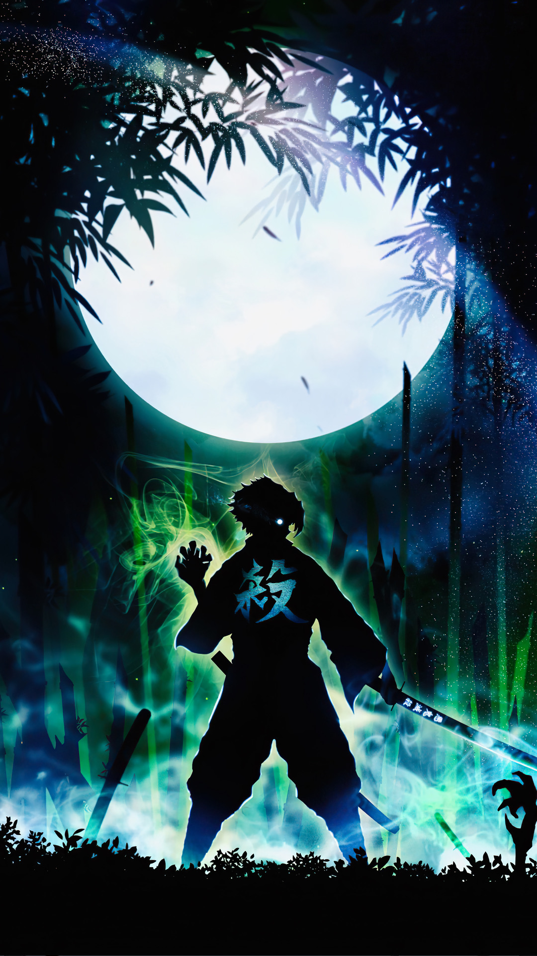 A man with swords in the moonlight - Demon Slayer