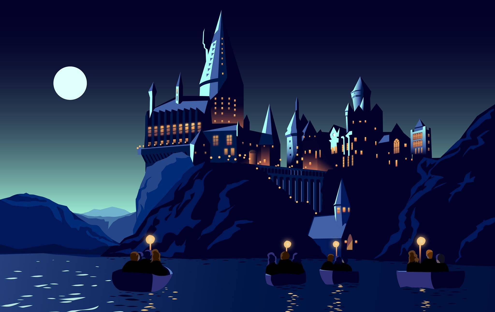 Download Harry Potter Aesthetic Illustrated Hogwarts Wallpaper