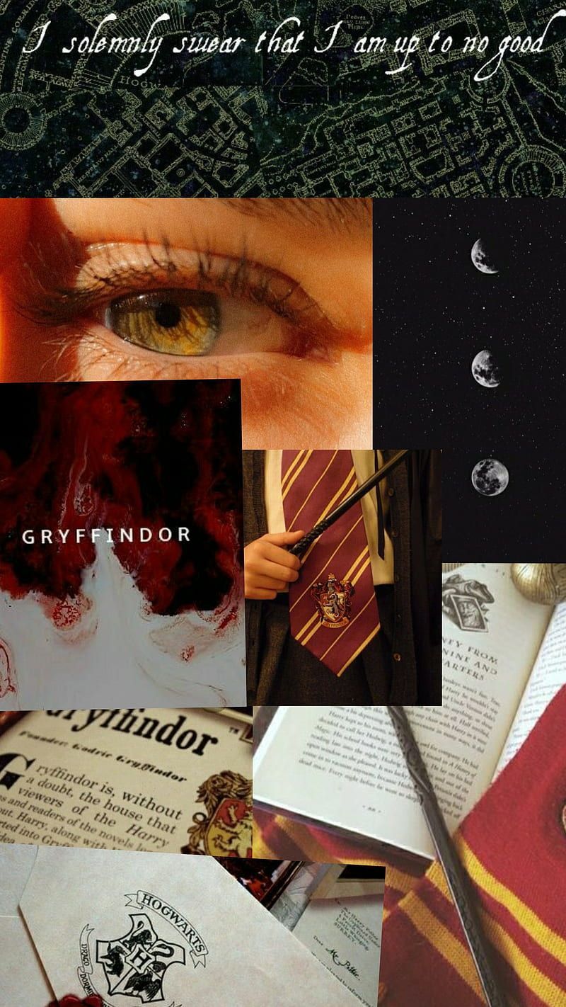 Gryffindor aesthetic, gold, hogwarts, magic, red, vintage, HD phone wallpaper