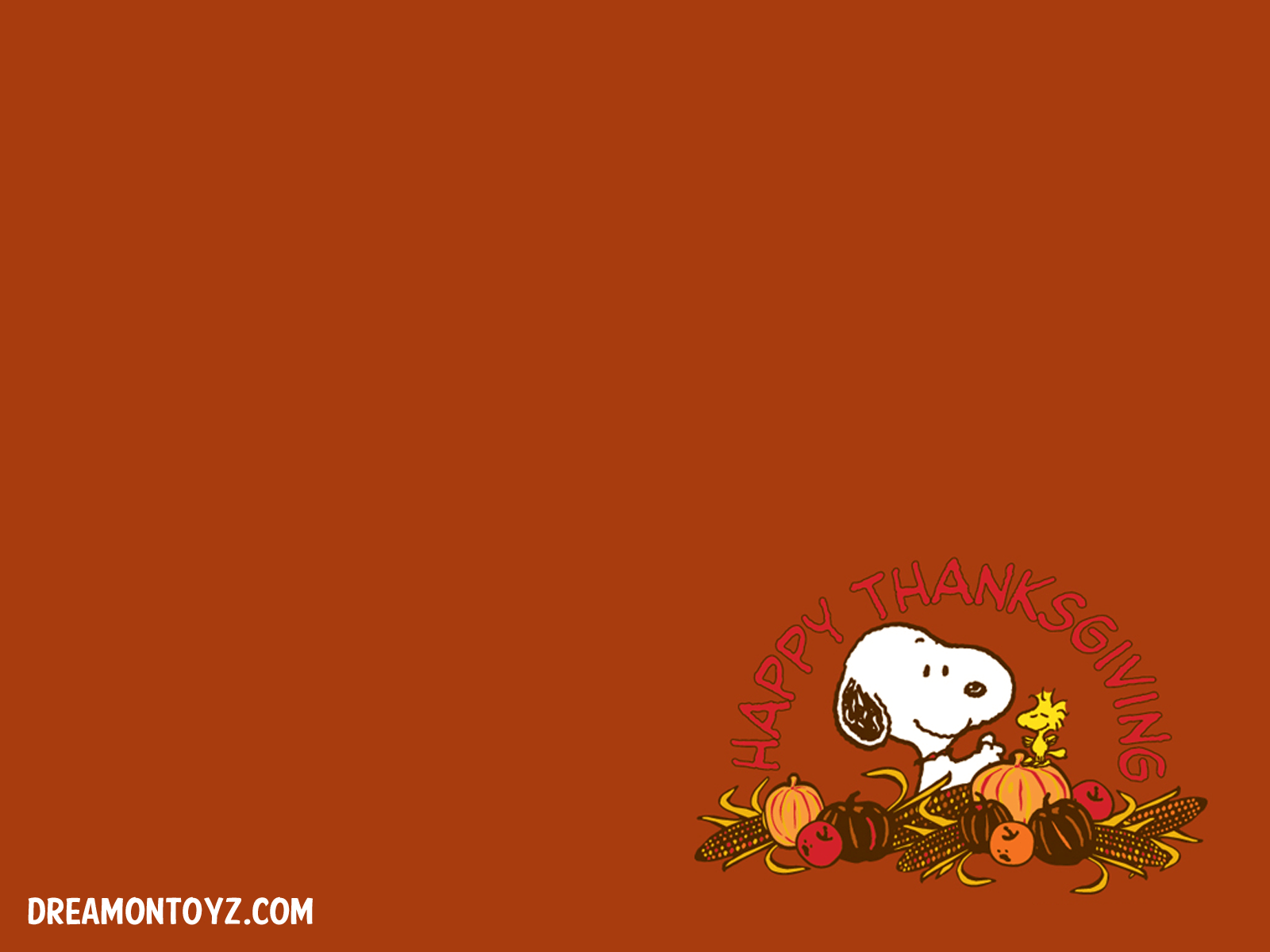 Thanksgiving wallpaper with Snoopy and Woodstock on a brown background - Thanksgiving