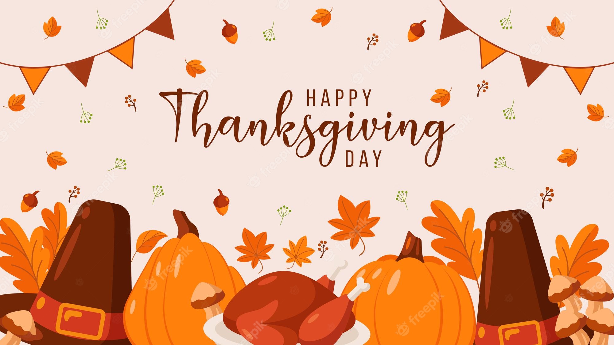 Premium Vector. Happy thanksgiving day background design in flat style illustration