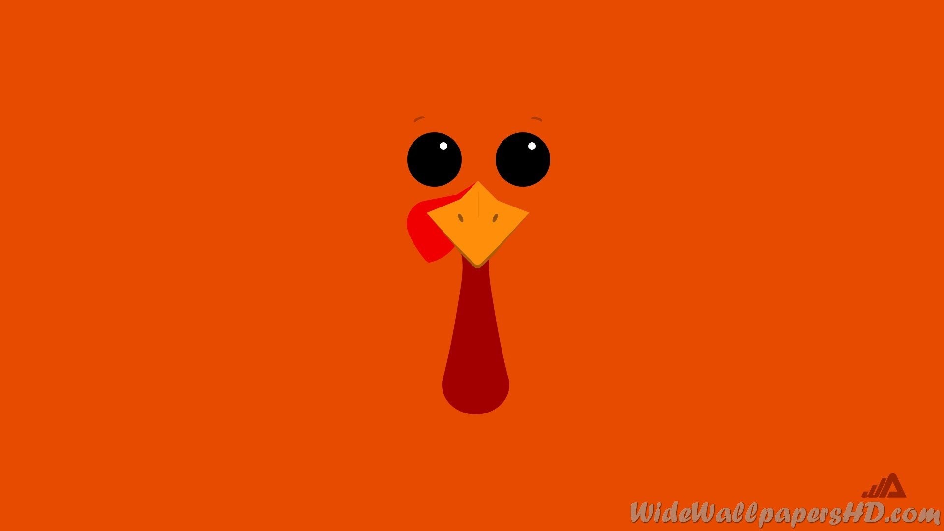 A turkey with big eyes and orange background - Thanksgiving