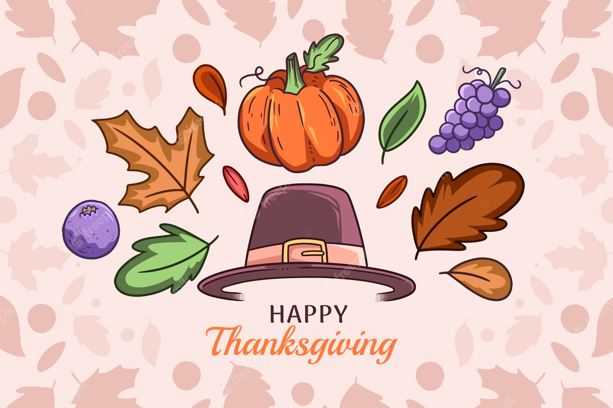 Free Vector. Hand drawn thanksgiving background