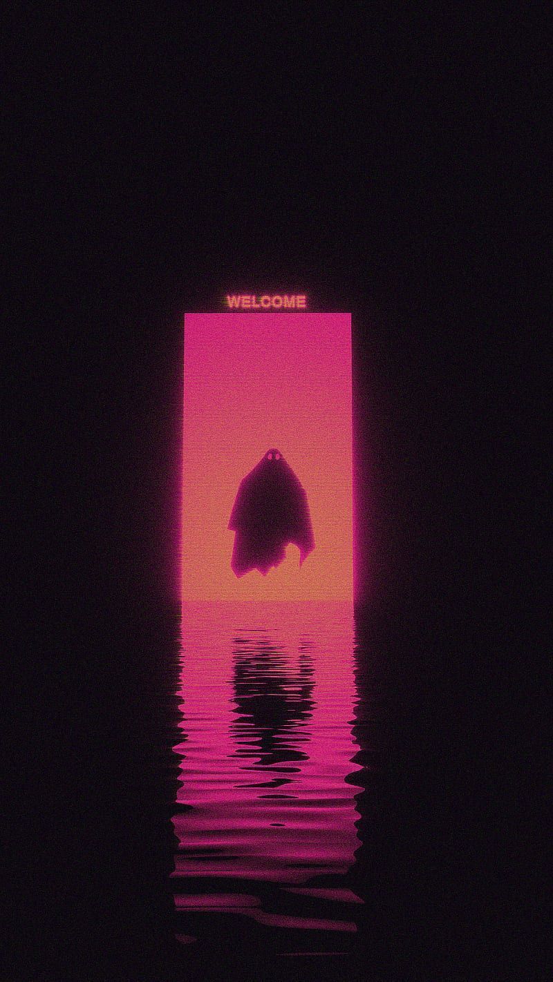 Welcome, aesthetic, ghost, edit, pink, reflection, HD phone wallpaper