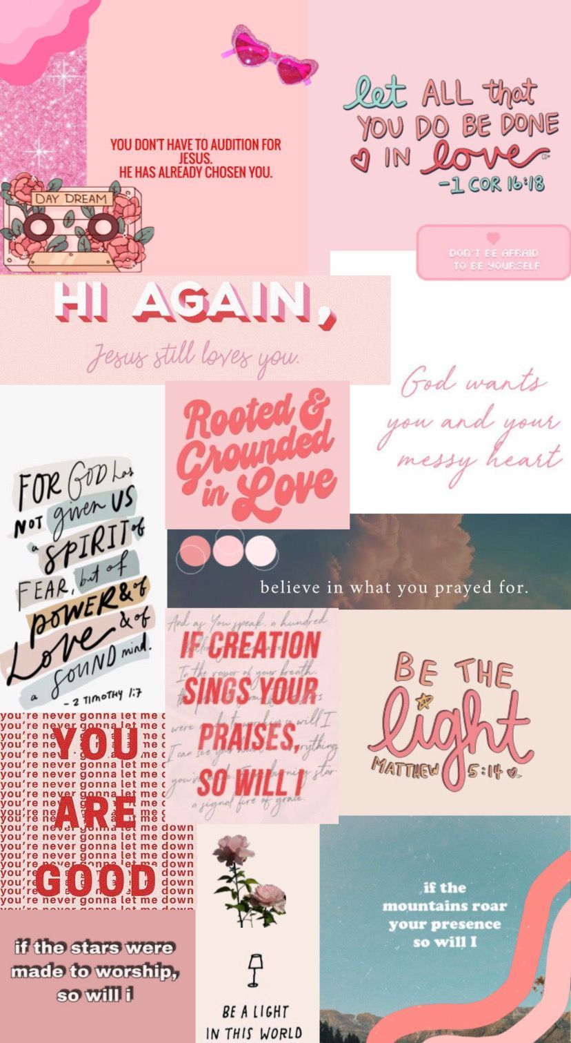 Aesthetic pink phone background with religious quotes - Jesus